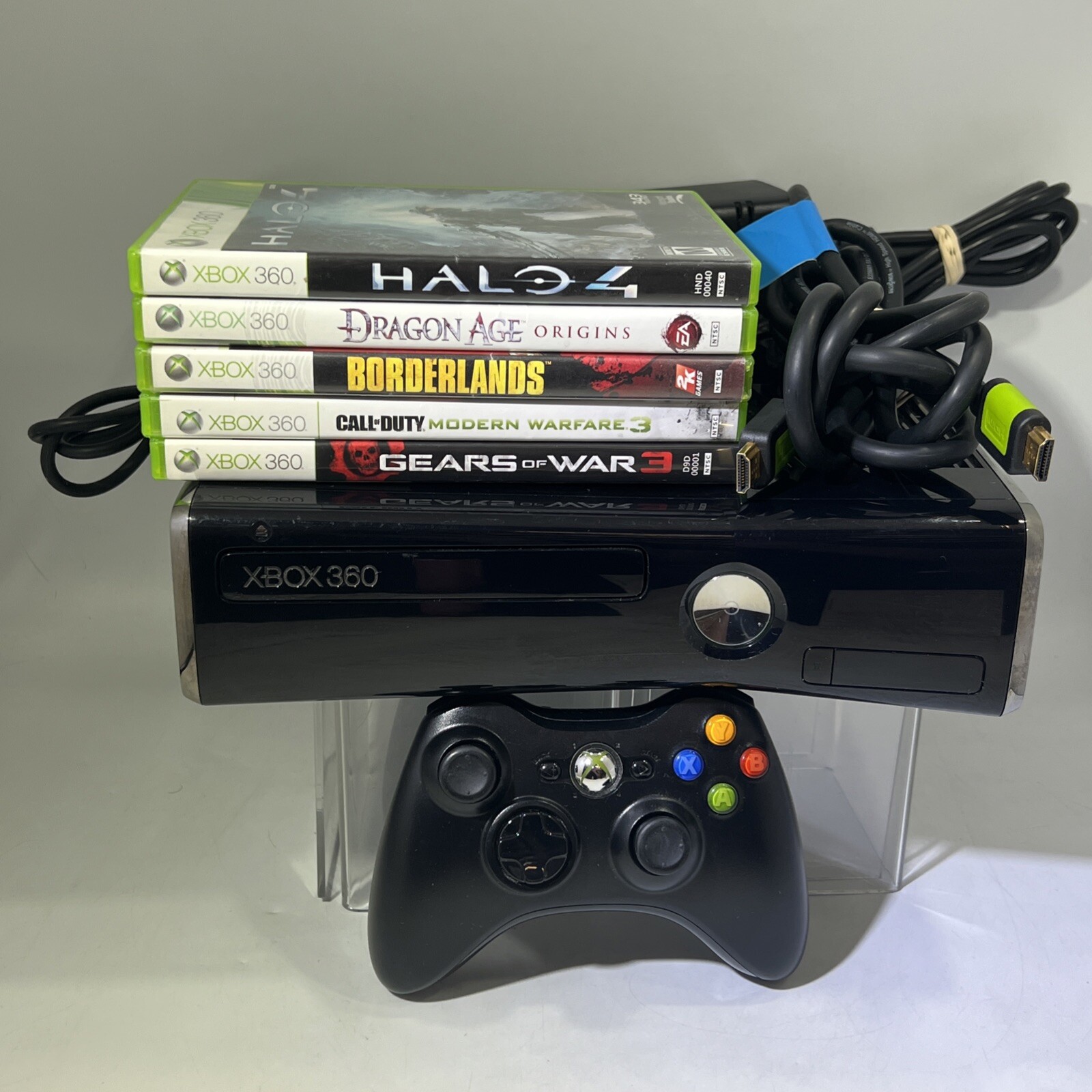 Xbox 360 S Slim 4GB Console Bundle Controller Lot Of 5 Games #ML32