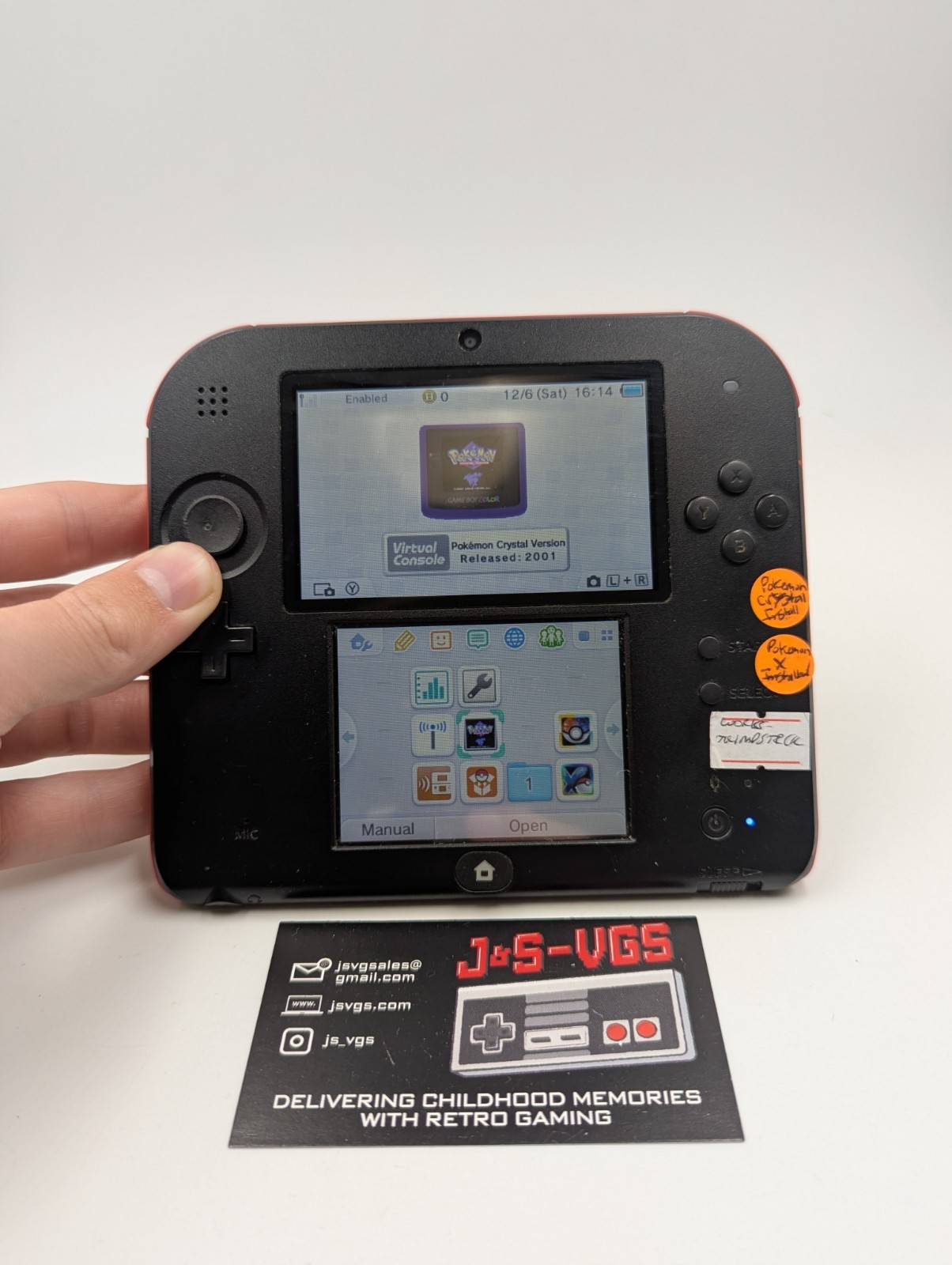 Nintendo 2DS Red/Black – Rough, Needs Thumbstick, Pokémon X + Crystal