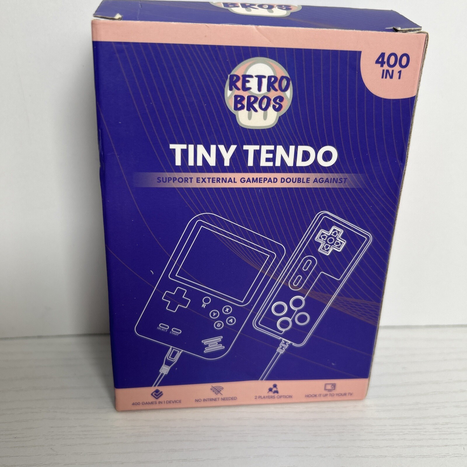 Retro Bros Tiny Tendo 400 In 1 Support External GamePad Double Against, Pink