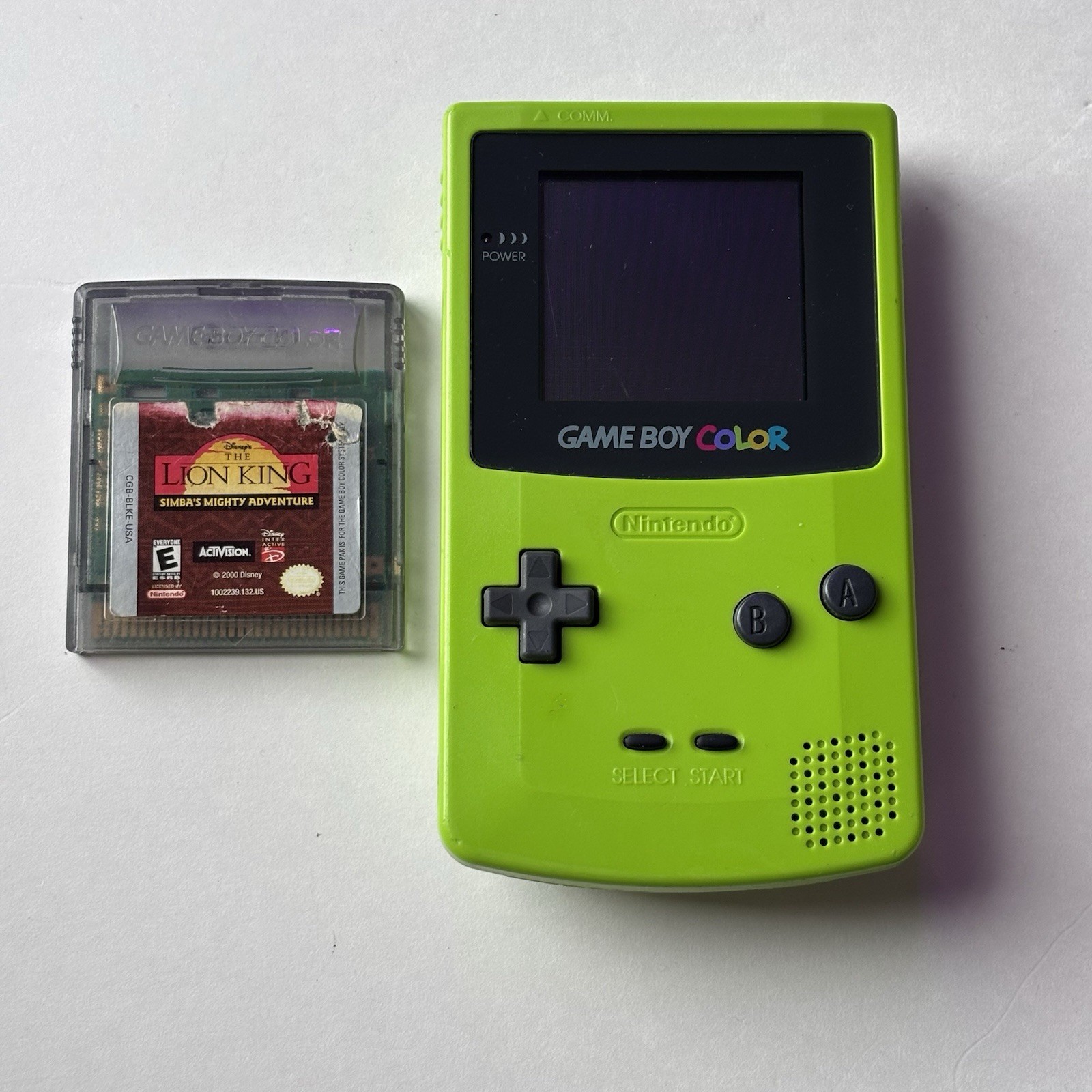 Nintendo Game Boy Color CGB-001 Kiwi Green Handheld Console w/ The Lion King GBC