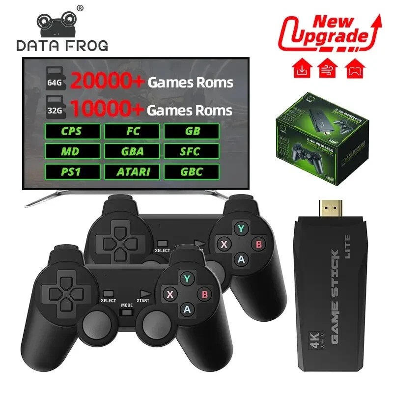 DATA FROG Retro Video Game Console 2.4G Wireless console game Stick 4k 10000 D