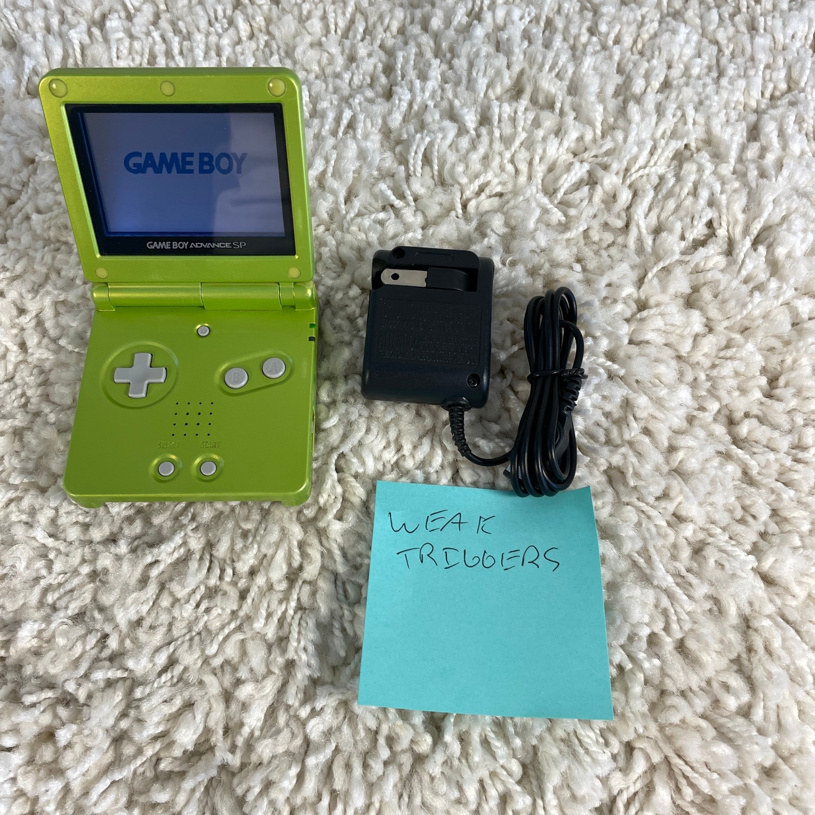 Nintendo Game Boy Advance SP GBA SP Lime Green Handheld System AGS-001 Read