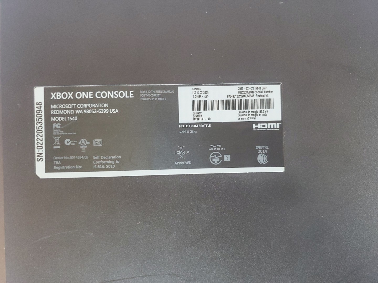 Microsoft Xbox One 500GB Console w/Power TESTED!