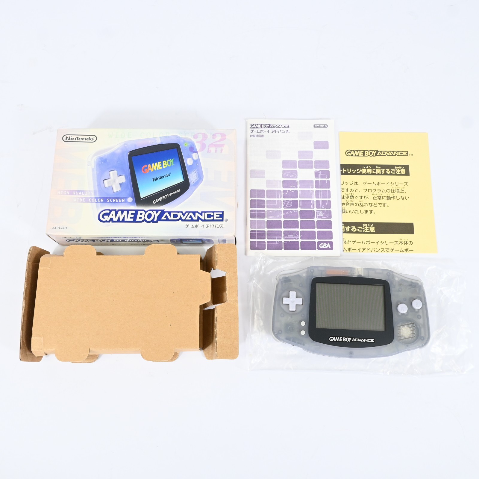 Nintendo Game Boy Advance AGB-001 Clear Console CIB Tested Working