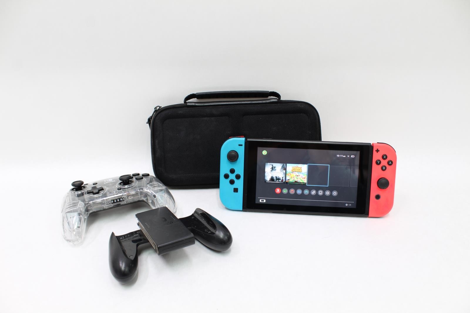 Nintendo Switch V2 Handheld Gaming Console Bundle, Neon Red & Blue, HAC-001(-01)