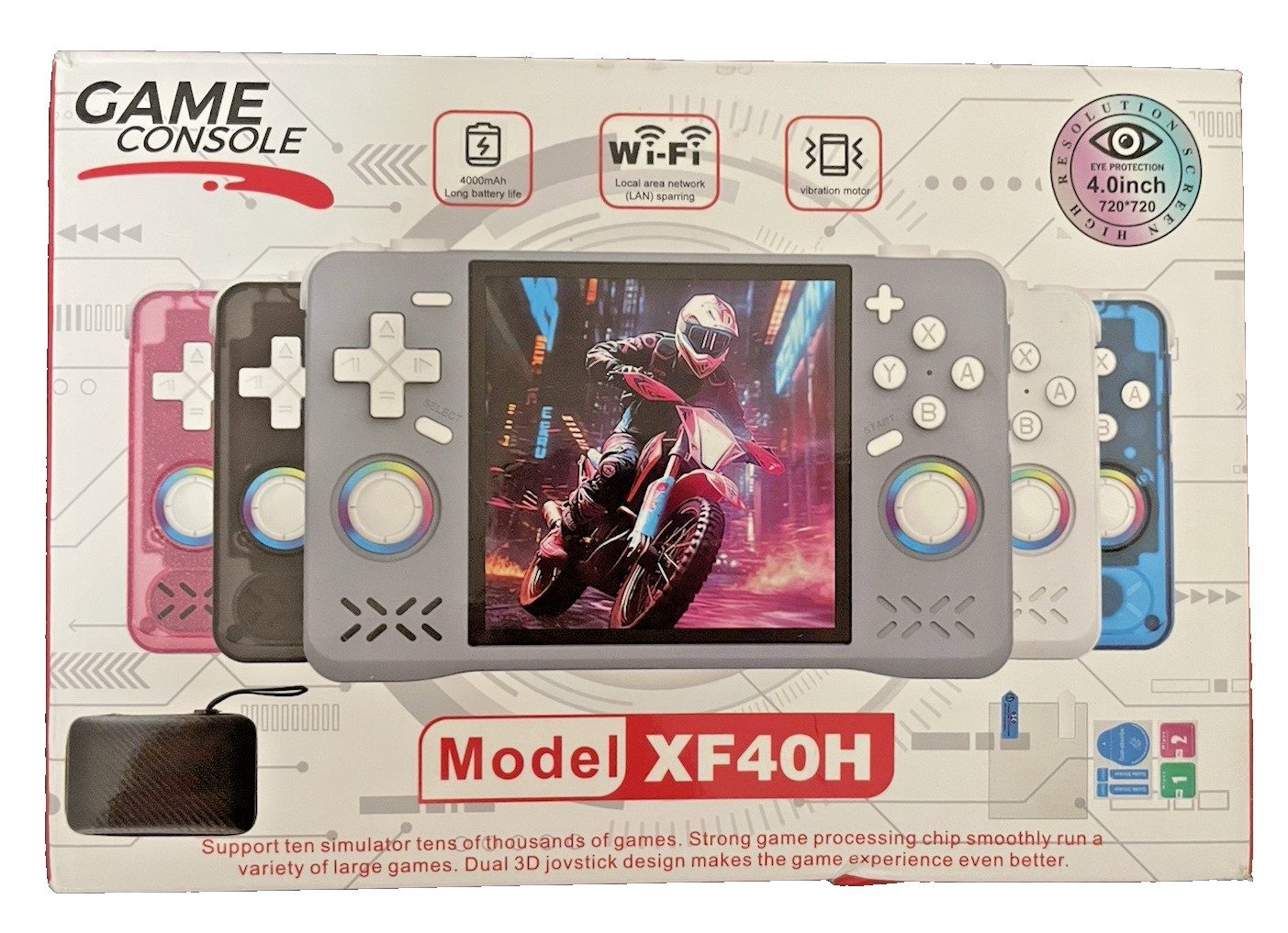 XF40H Retro Handheld Game Console, 64GB-128GB Mini Video Game Built In Games