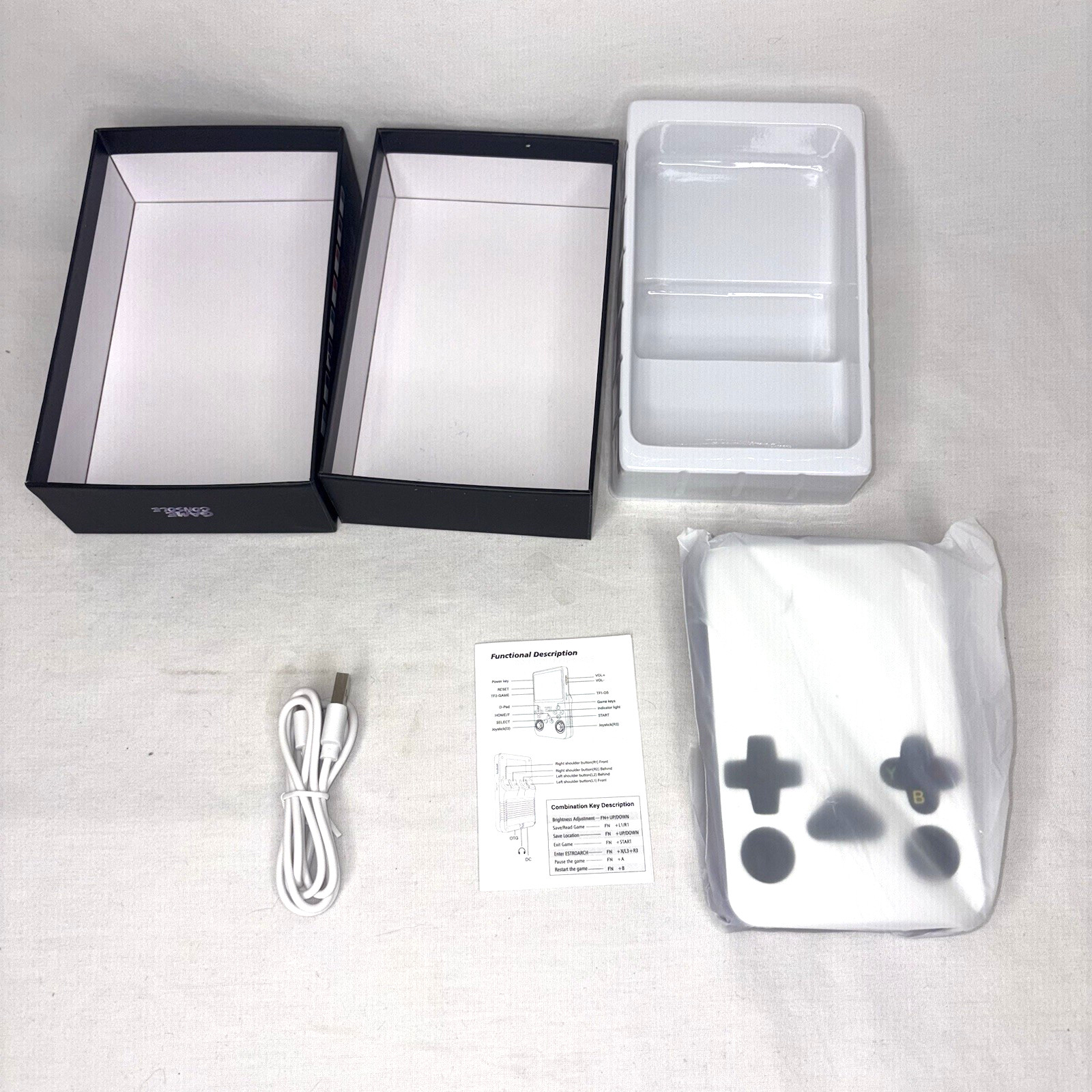R36S Retro Handheld Game Console Clear Purple Travel Portable