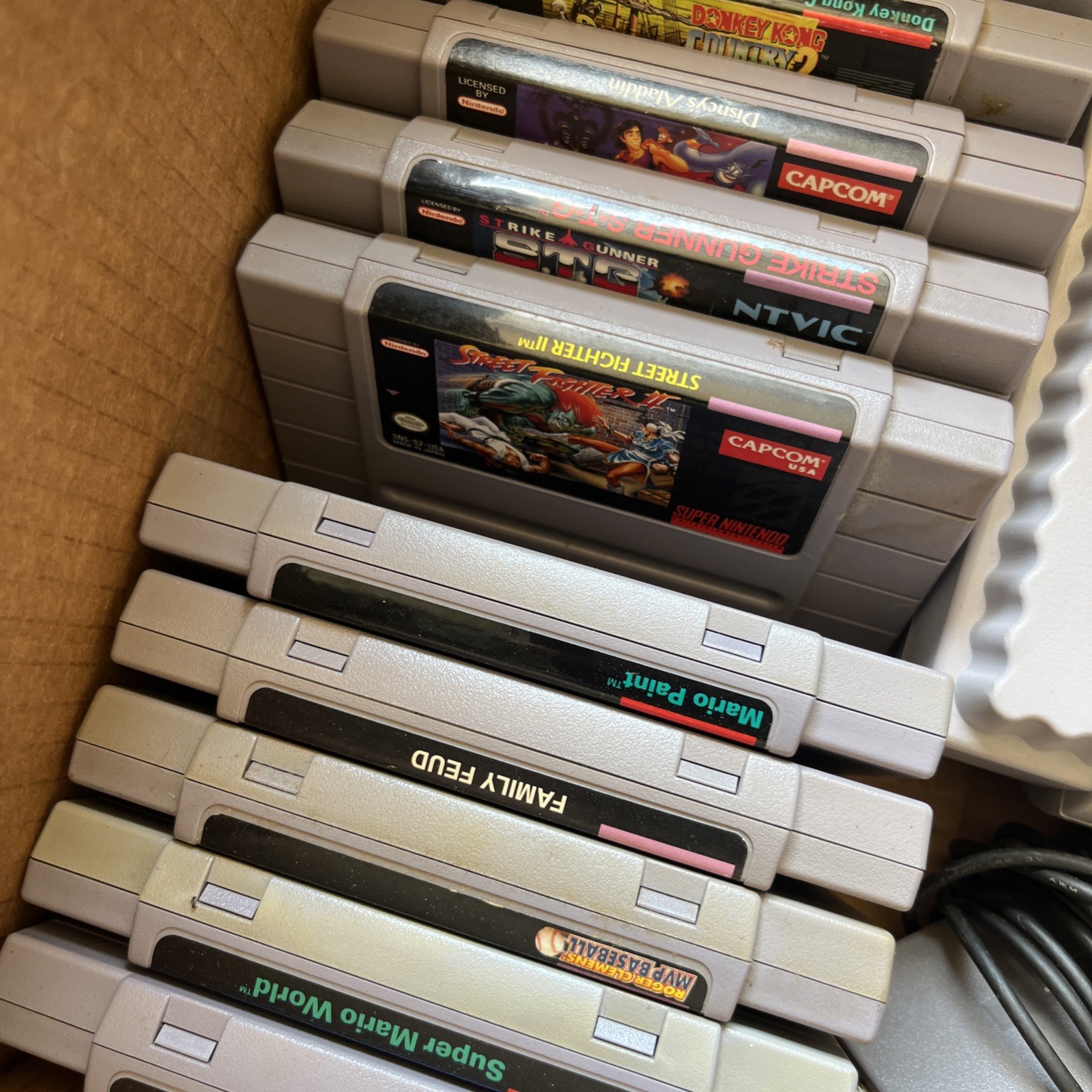 Nintendo SNES Console Bundle with 6 Controllers SNS-001 17 Games Tested Works