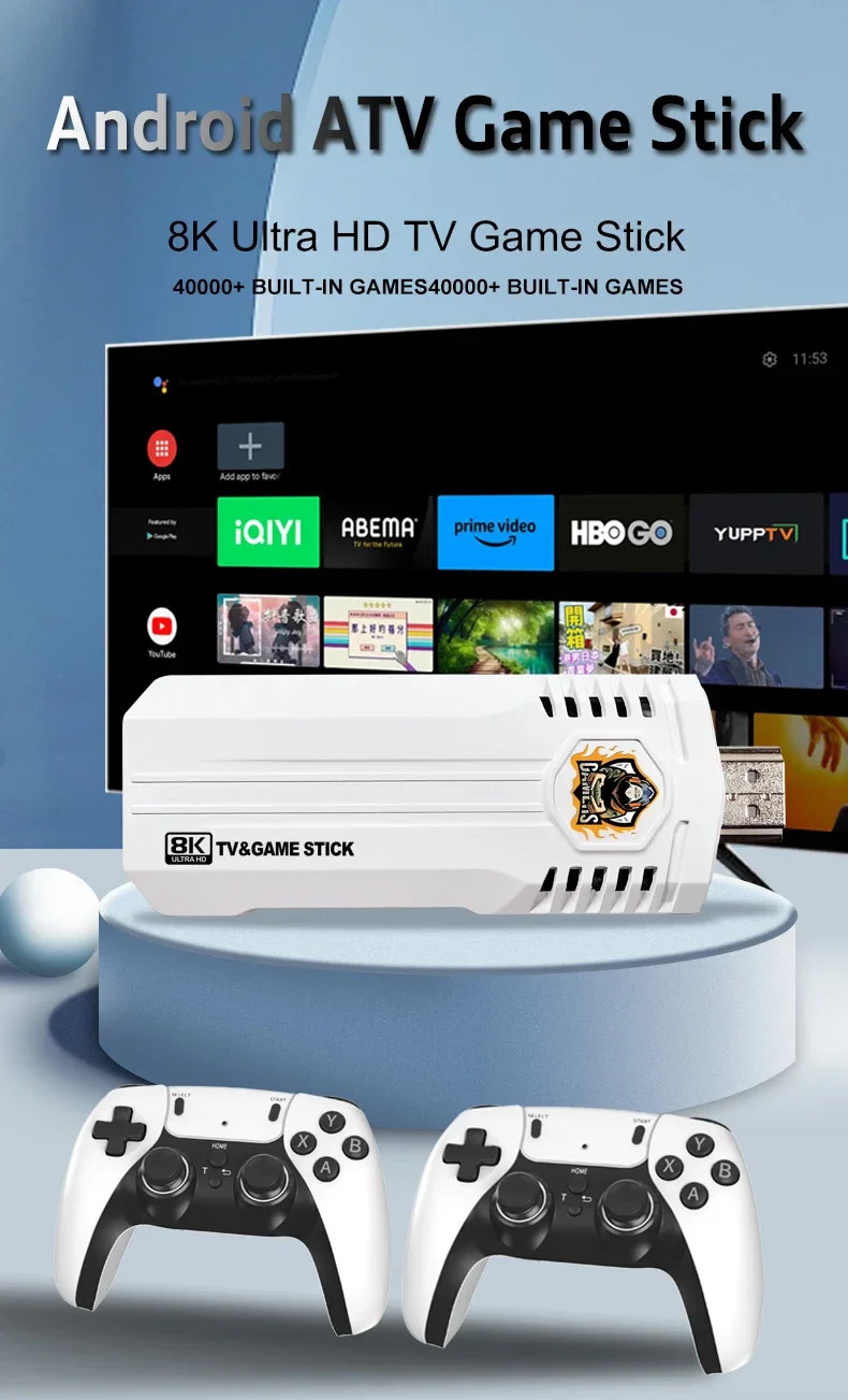 Retro Game Console Stick H313 Quad Core TV Box 40000+ Games