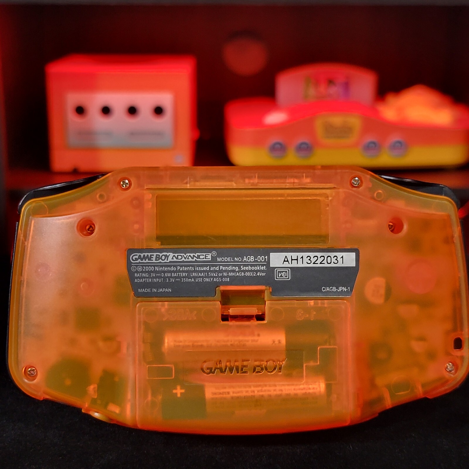 Clear Orange Game Boy Advance GBA Console with iPS V5 Backlight Backlit LCD MOD