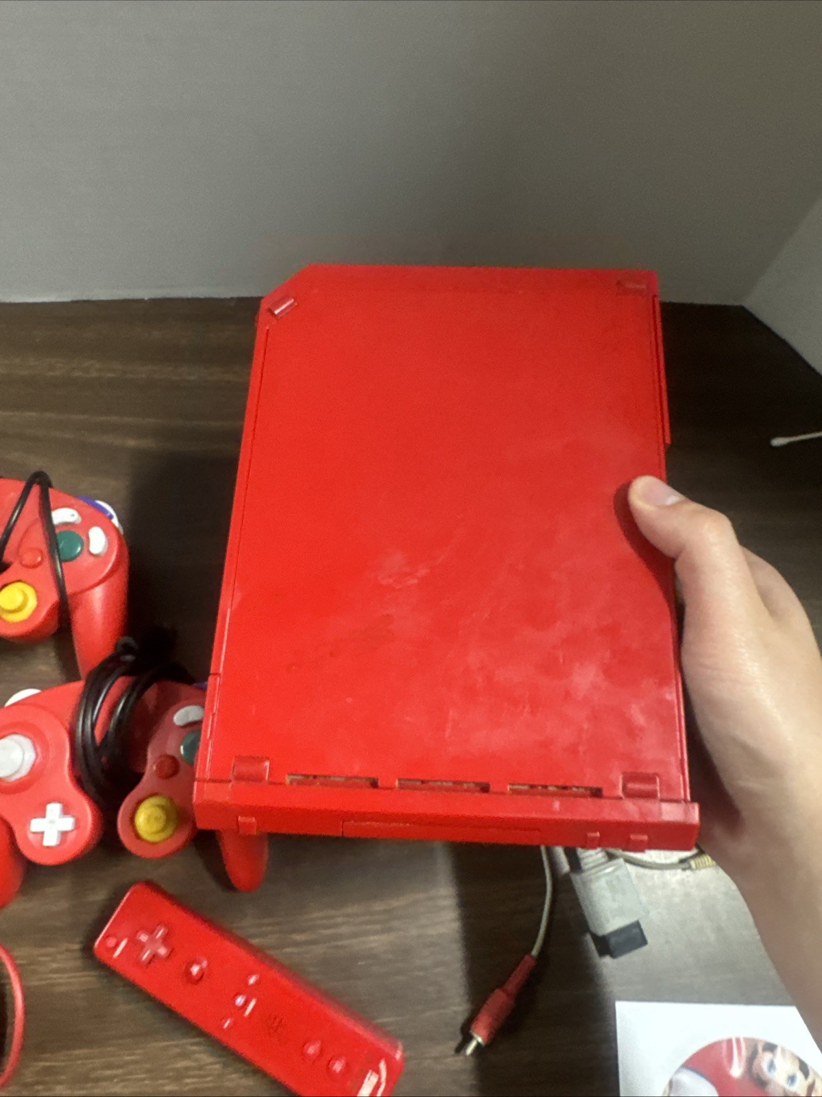 Nintendo Wii Console Red RVL-001 Bundle w/ Power Supply Sensor Bar Tested