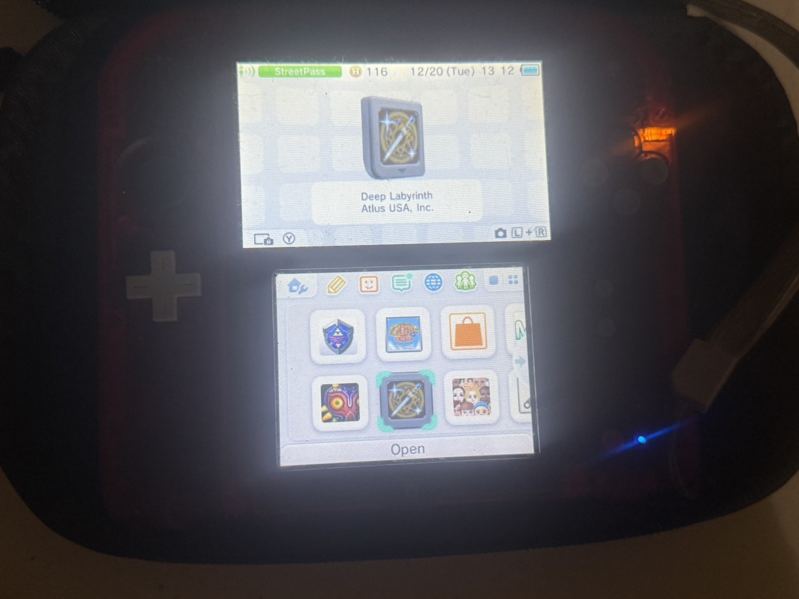 Rare Nintendo 2DS Clear Ruby-Red Console/Charger/4 Games/ Mario Carrying Case