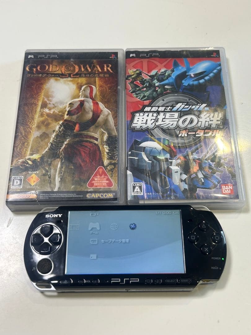 Sony PSP-3000 Black Console w/ 2 Games Tested Working Region Free Japan