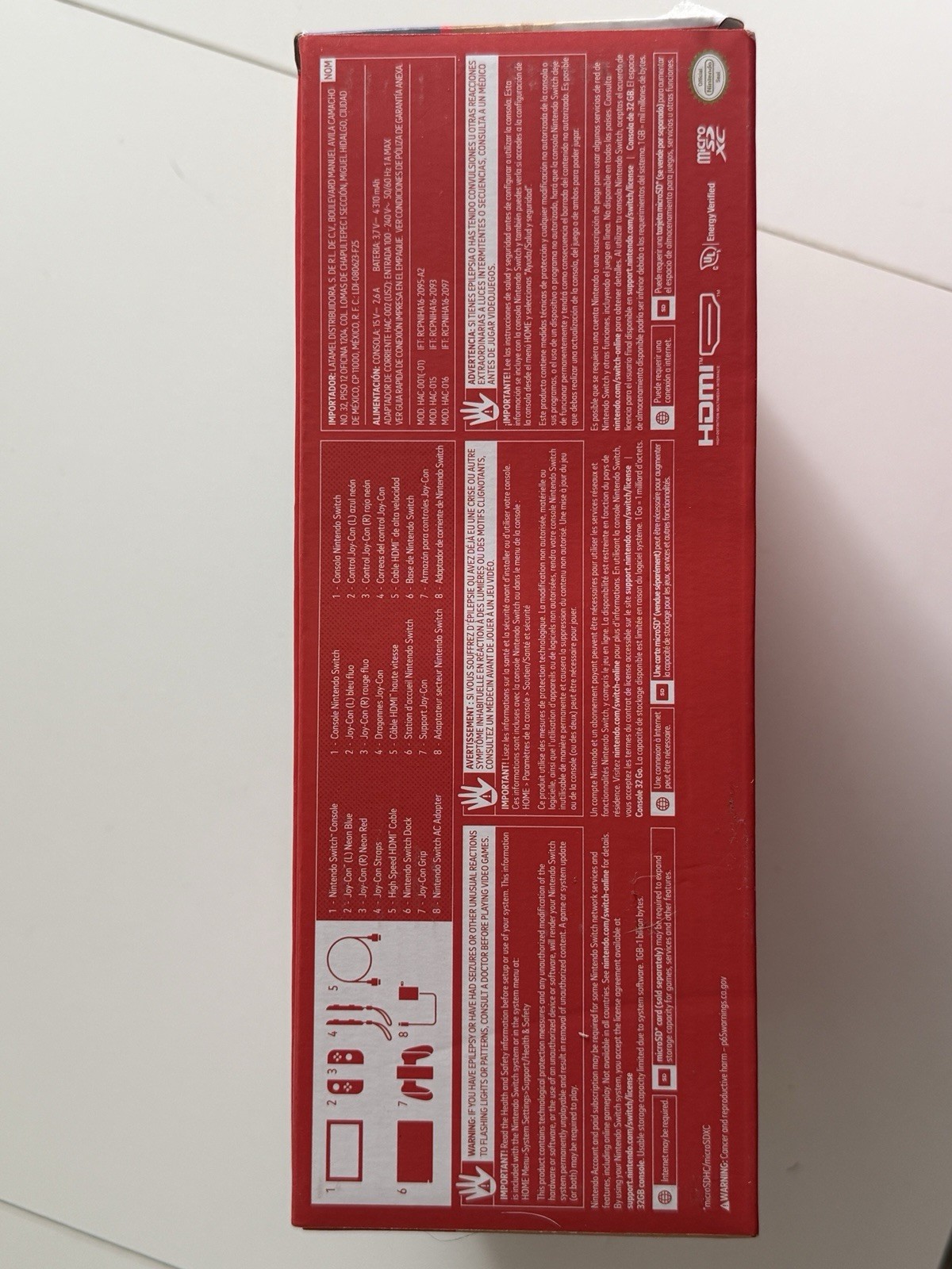 Nintendo Switch Console Neon Red & Blue Joy-Con Wi-Fi HDMI Multicolor