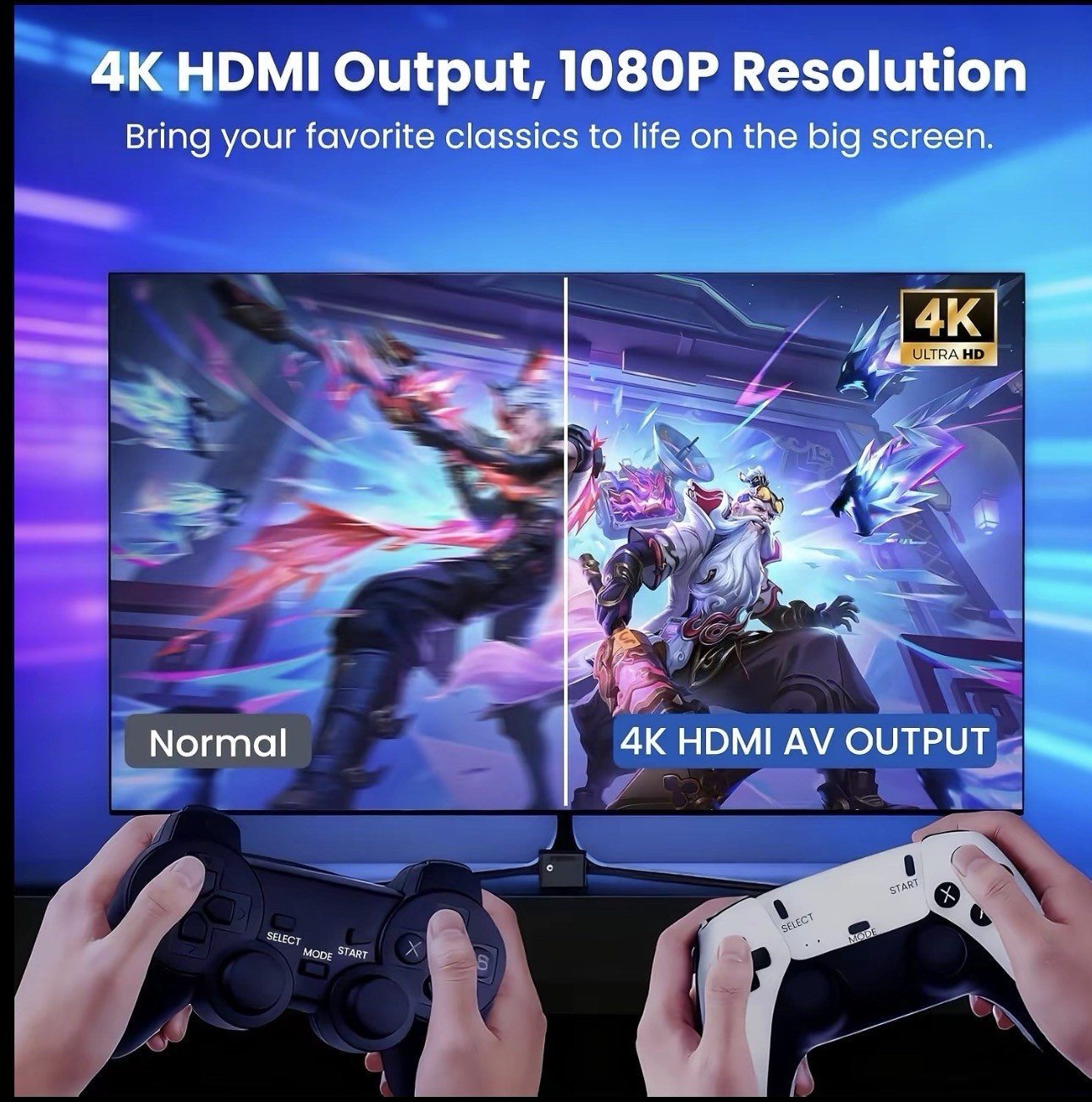 Game Stick Pro 4K HDMI Microconsole 64GB Wireless Controllers Plug & Play
