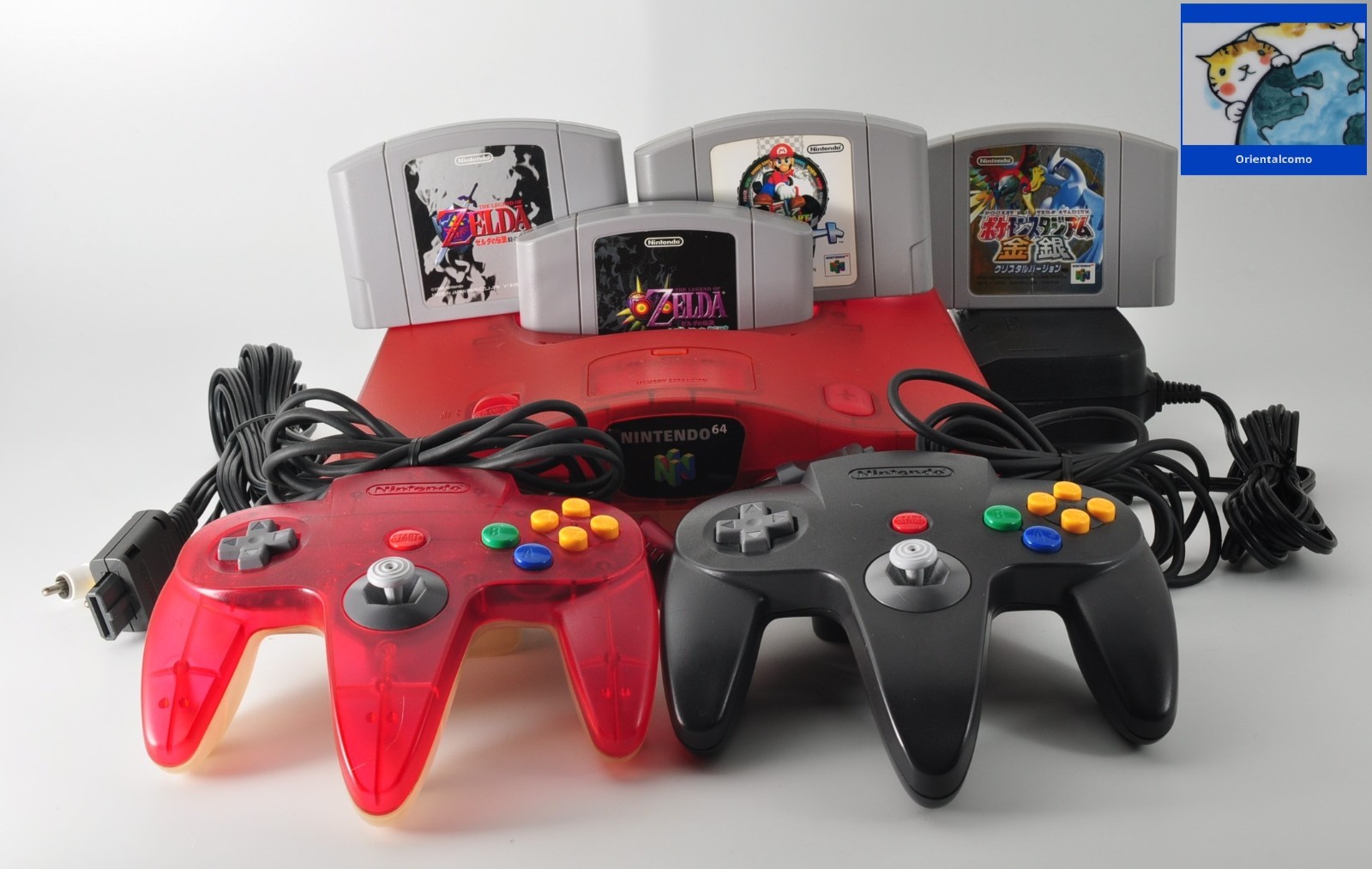 Nintendo 64 N64 Console Clear Red with Expansion Pack Zelda Game Lot 4 Japan Ver