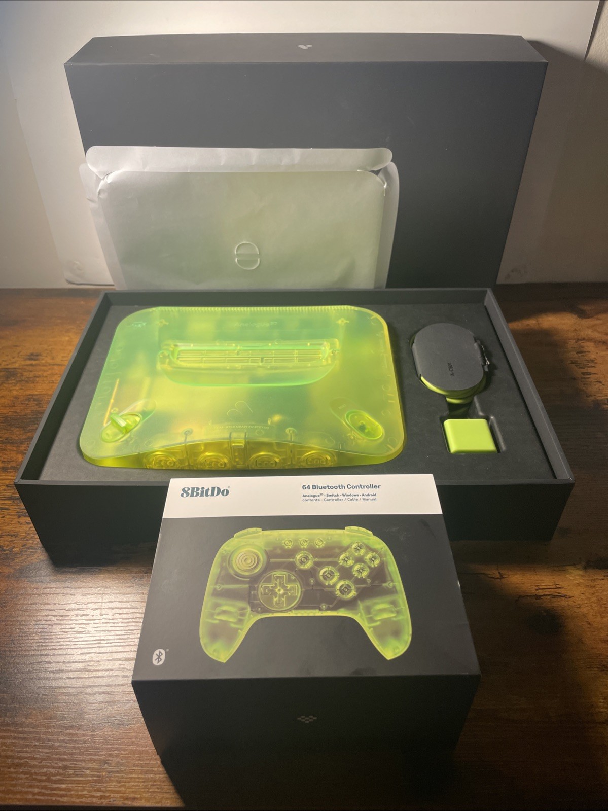 Analogue 3D Prototype Limited Console – Extreme Green N64 W/Green 8BitDo – Mint