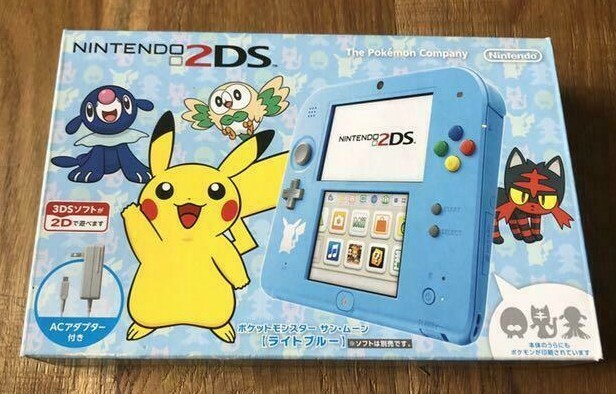 Nintendo 2DS Pokemon Limited pocket Monster Sun Moon Pack Game Console Blue Rare