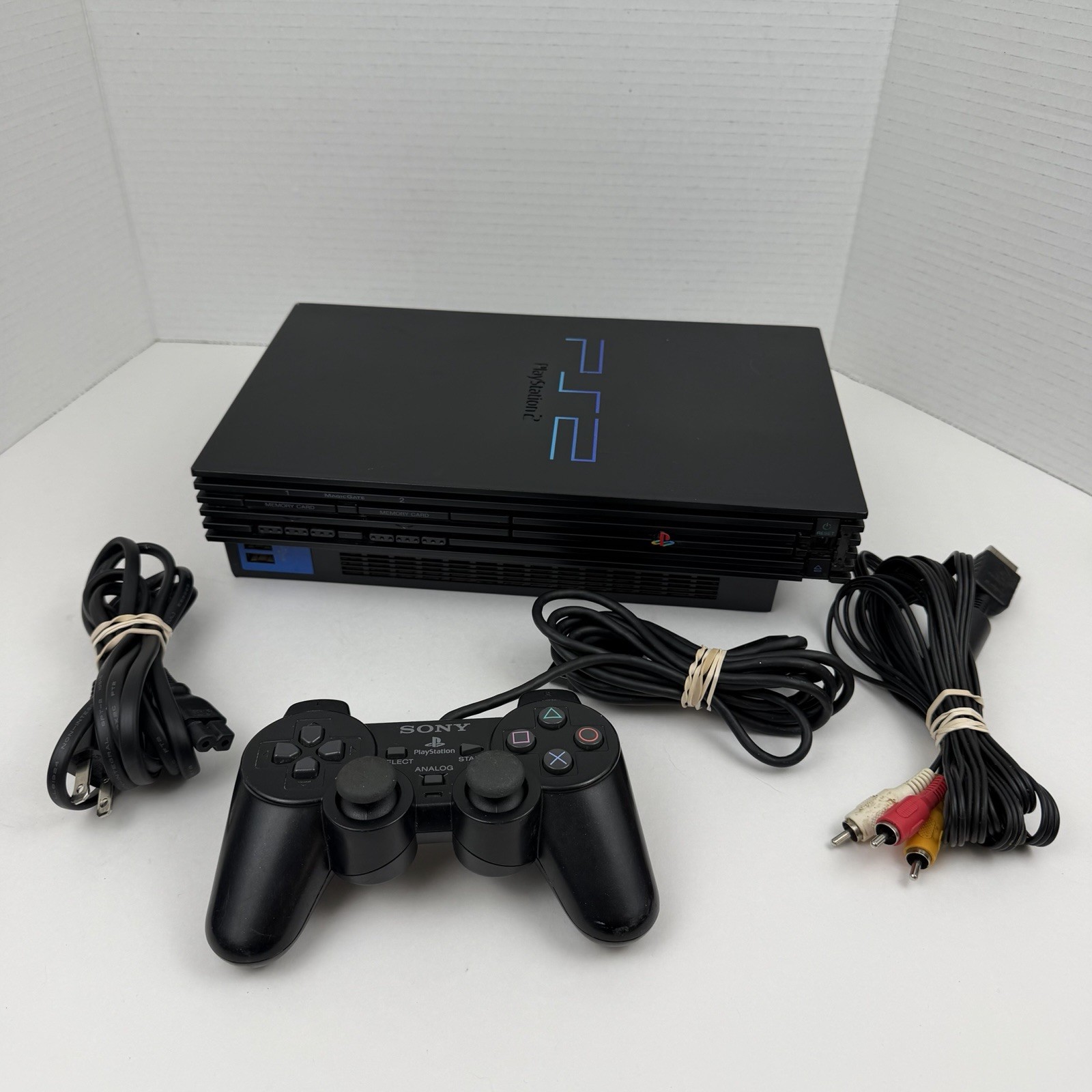 PS2 SCPH-50001 Console Bundle TESTED Controller Cables Missing Sony Logo