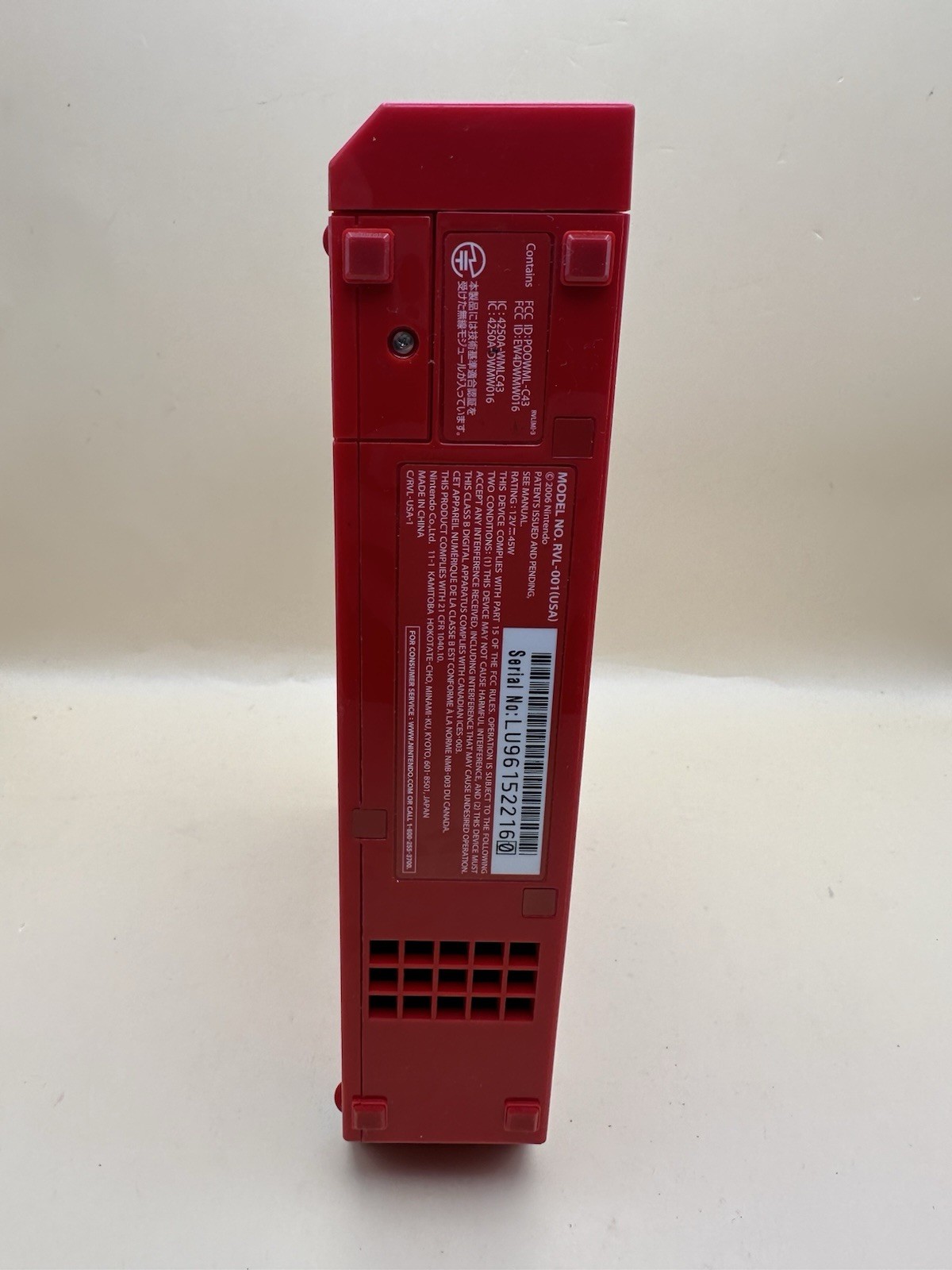 Nintendo Wii Console Gaming System Only RVL-001 Red Read Tested