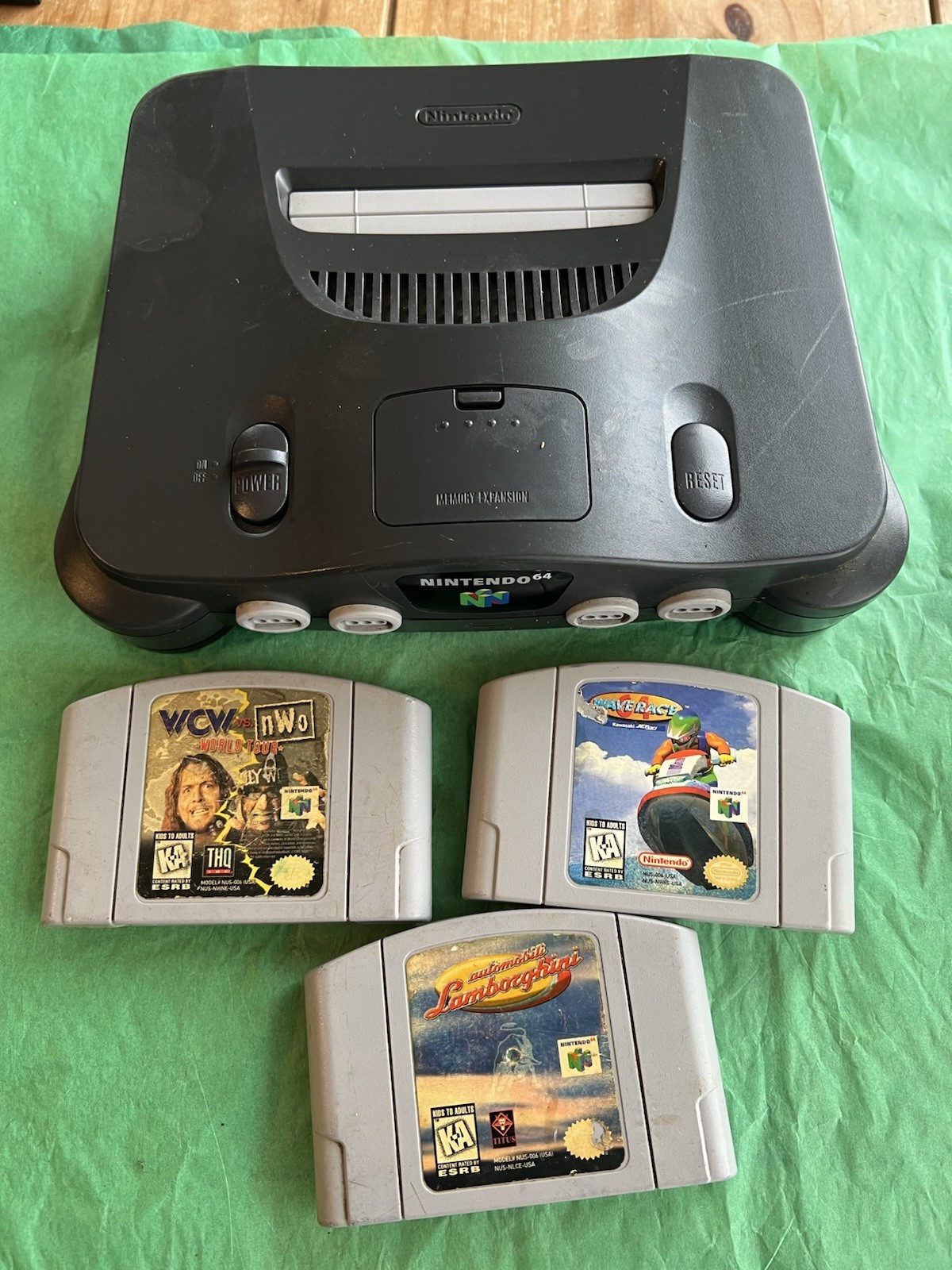 Nintendo 64 N64 Black Console Only NUS-001 USA Tested No Cable 3 Games Wcw Wave