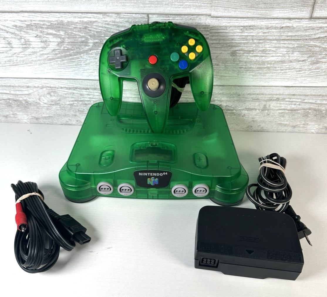 Jungle Green Nintendo 64 N64 Console Bundle w Hyperlink Controller OEM Cables