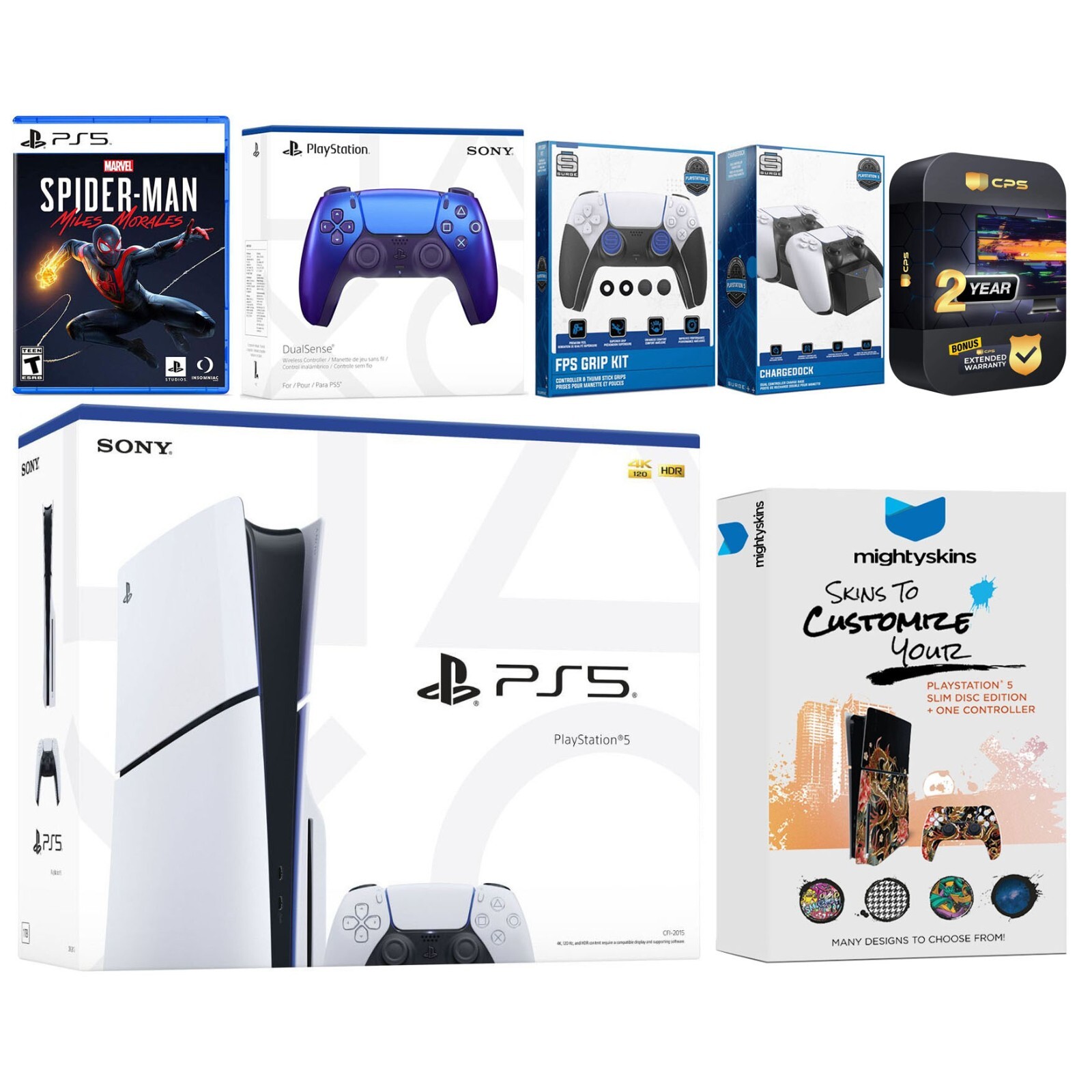 Sony Playstation 5 Slim Disc + SpiderMan Miles Morales + Extra Controller Bundle