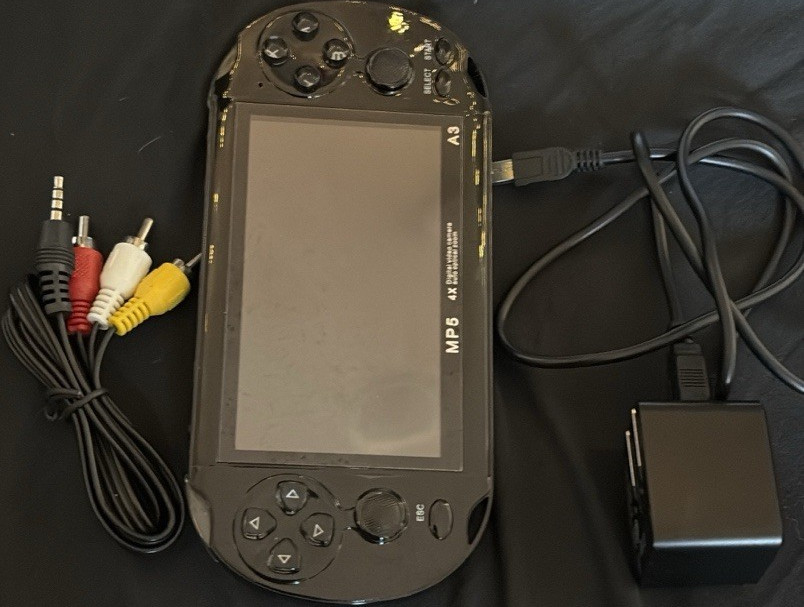 MP5 A3 Handheld Multimedia Game Console Black, AV Cable, Music, Video, Games
