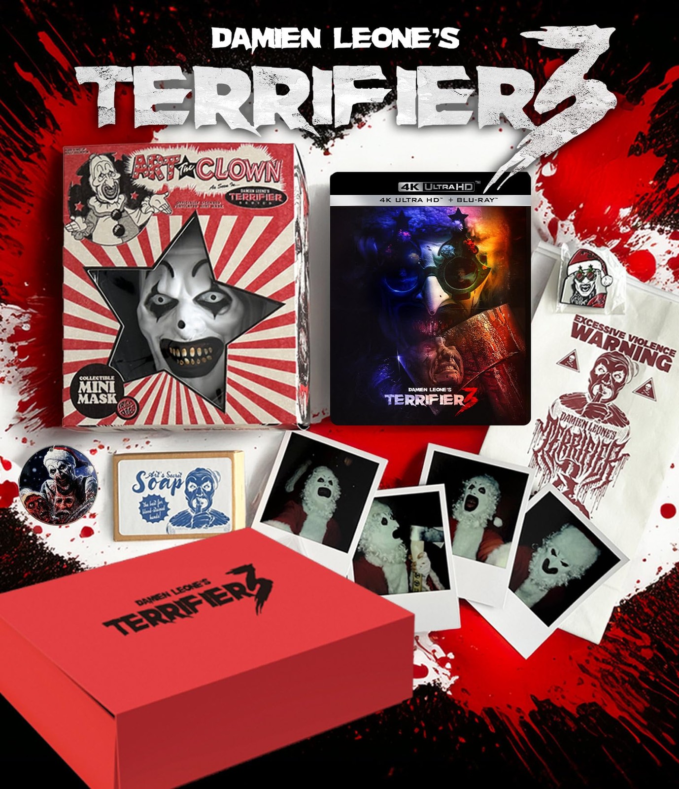 Terrifier 3 Limited Edition Blu ray DVD Horror Movie Film Combo Pack