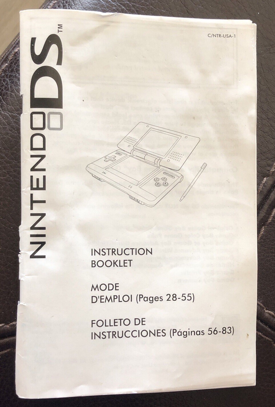 Nintendo DS Console Manual ONLY C/NTR-USA-1