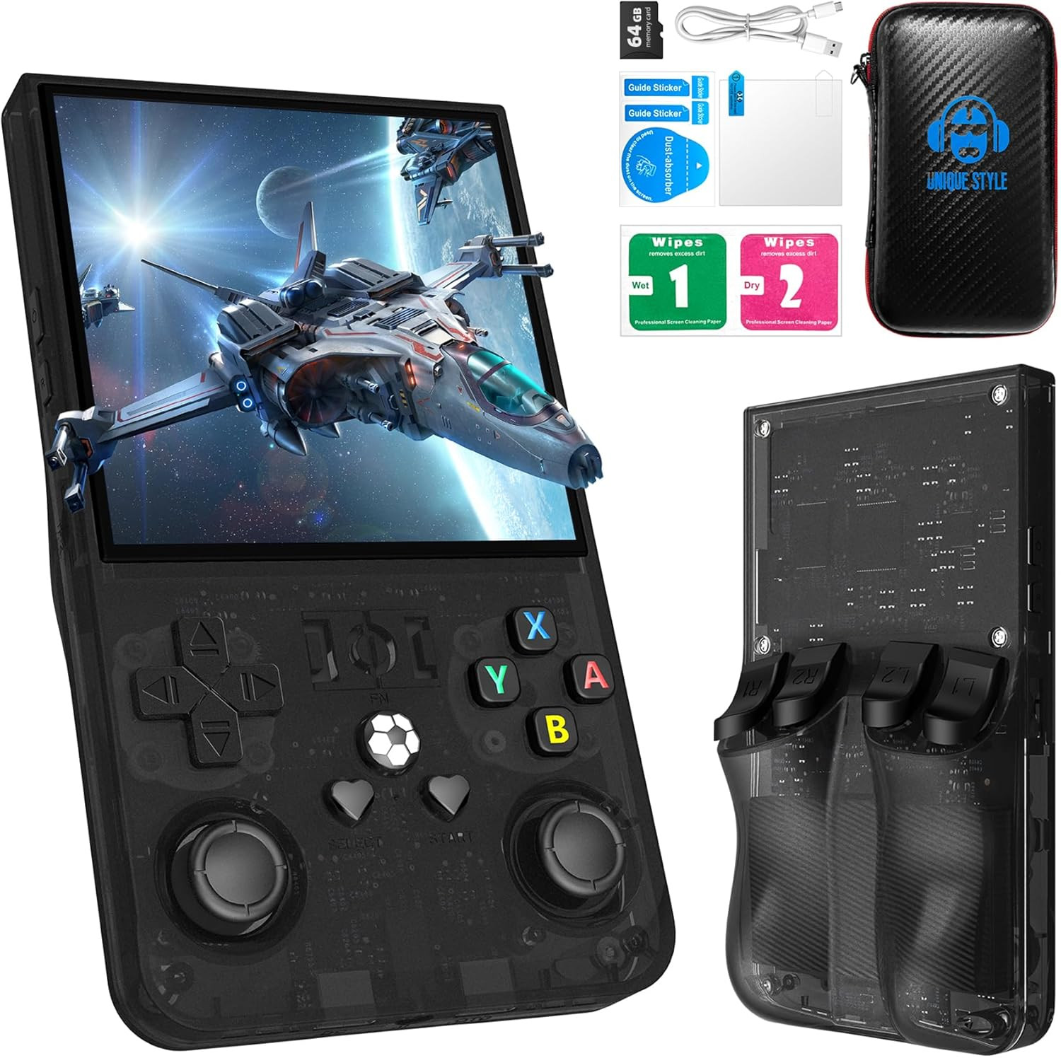R36MAX Retro Handheld Game Console, 4.0 Inch 720X720 IPS Screen, 64GB Built-In 1