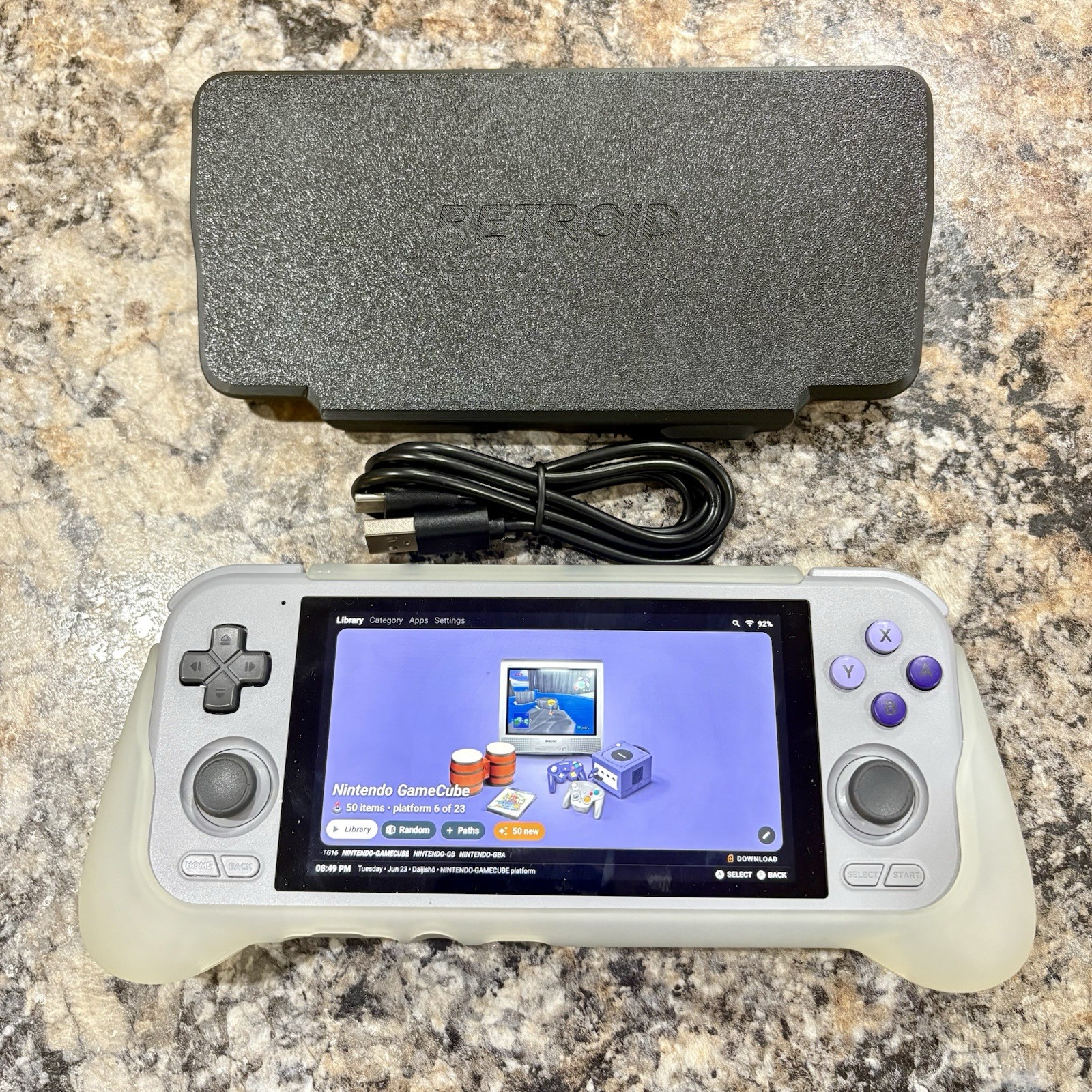 Retroid Pocket 4 Pro + Grip + Case, 128GB + 256GB Card, Loaded Ready To Play