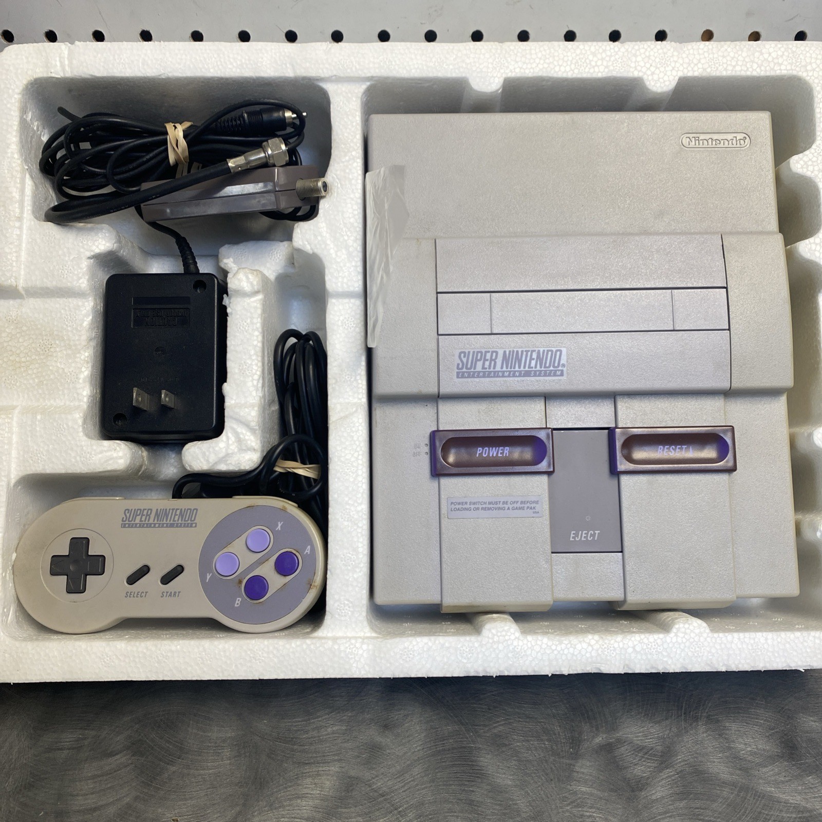 Super Nintendo SNES Console System Control Set Complete In Box