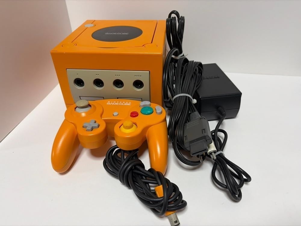 Nintendo GameCube Console Orange DOL-001 Controller AC Adapter AV Cable Tested J