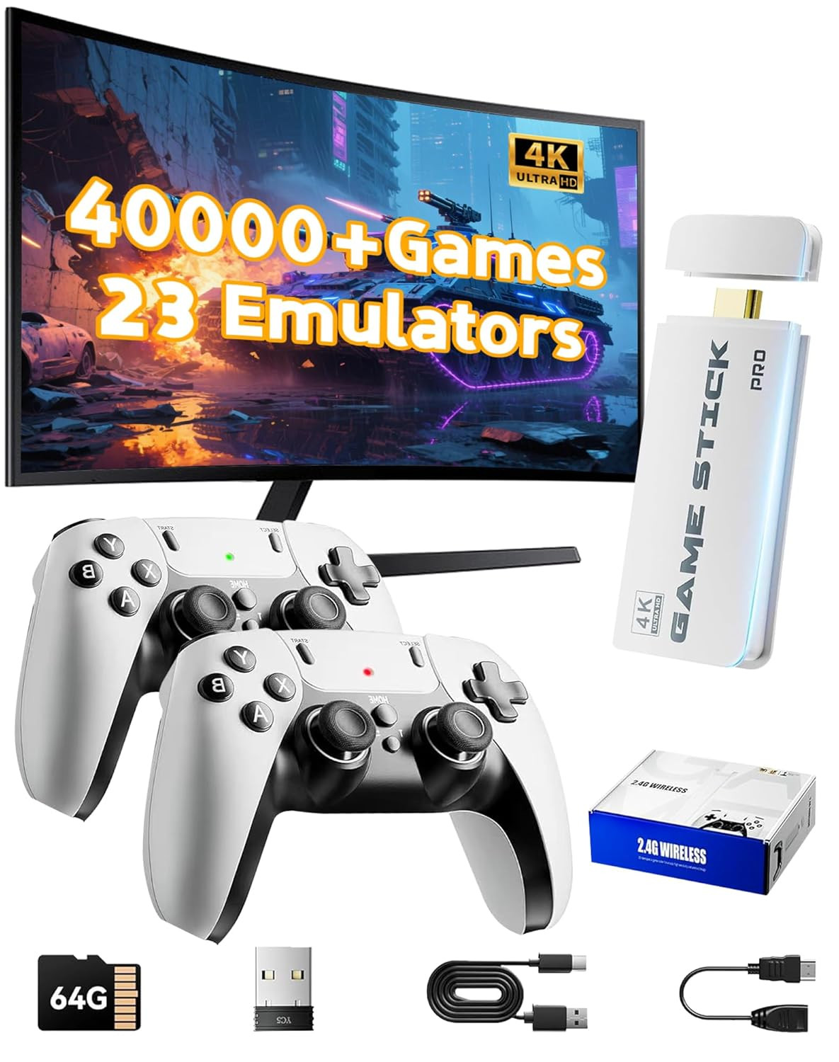 2027 Upgraded Retro Gaming Console Stick Pro, Video Games Stick with 4K HDMI Bui
