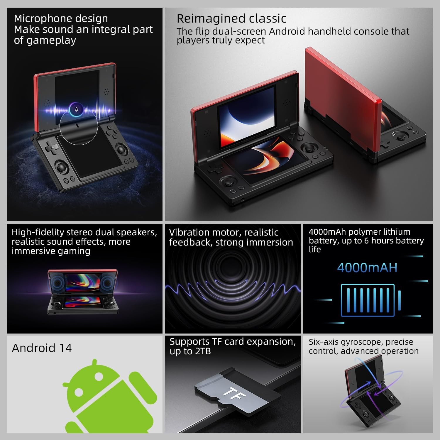 RG DS Flip Retro Handheld Game Console , RGDS 4.0 Inch Dual IPS Touch Screen …