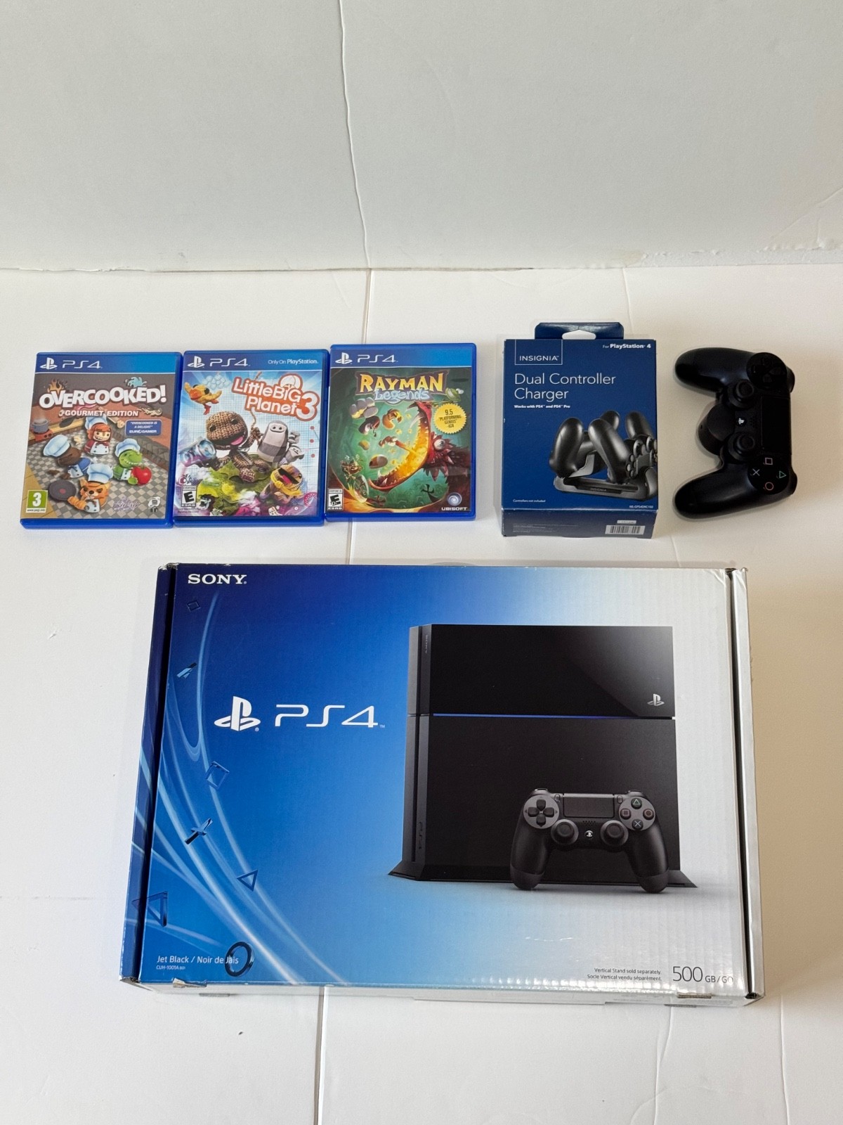PlayStation 4 Slim 500GB Console – Black, with three games and Charging Station