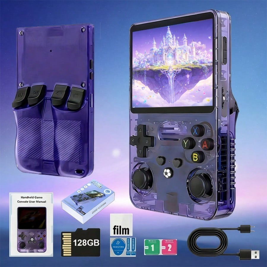 R36S Portable Handheld Game Console 128GB High Storage Retro Video Gaming Device