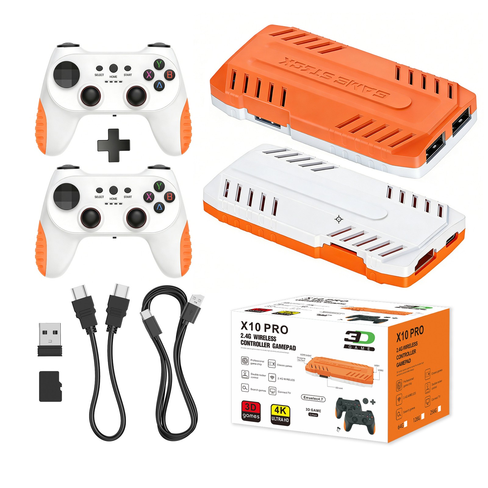 X10 Pro Retro Game Stick 4K HD TV 128GB 40+ Emulators 2.4GHz Wireless Controller