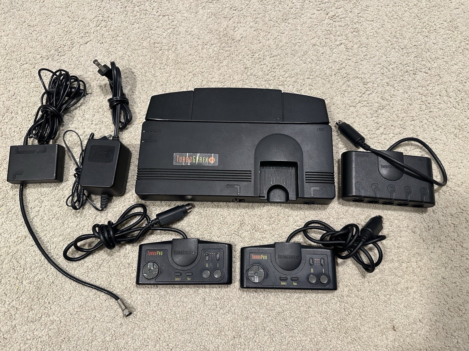 🎮NEC TURBOGRAFX-16 READY TO PLAY! Console w/ 2 Controllers, Multitap & 7 Games