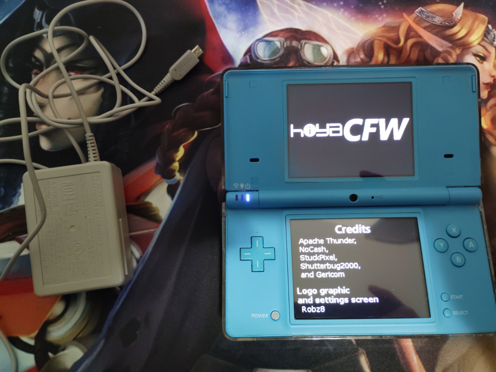 Customized Nintendo DSi Handheld Game Console Light Blue W/Stylus And RARE Shell