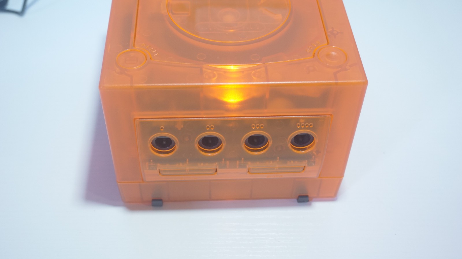Clear Citrus Orange Nintendo GameCube DOL-001 (USA) with Orange LED & Controller