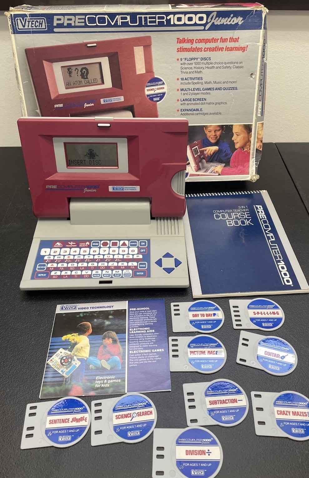 Vintage VTECH Pre Computer Junior 1000 Learning Educational Game 1990 Working
