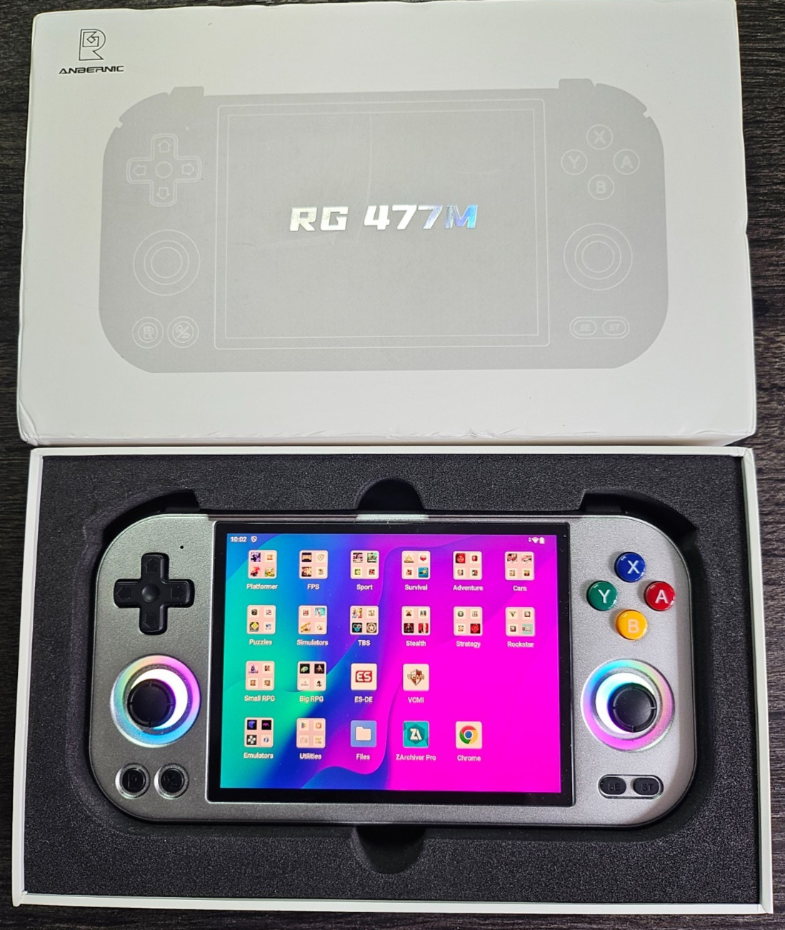 Anbernic RG 477M Silver 12GB RAM 256GB in box with extra Anbernic carrying case