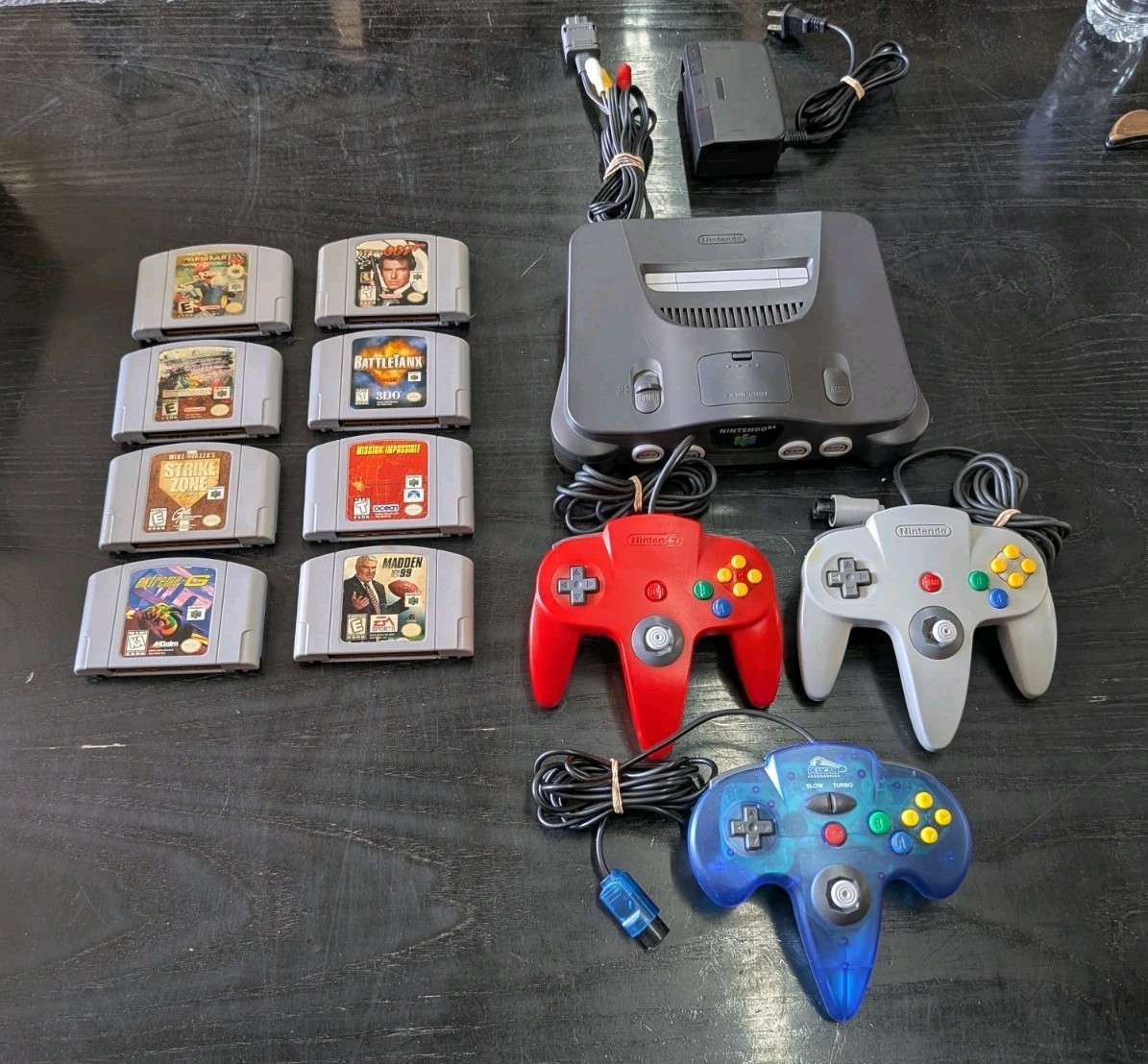 Nintendo N64 Bundle Lot, MarioKart 64, Pokemon, 007, 8 Games, Tested Working