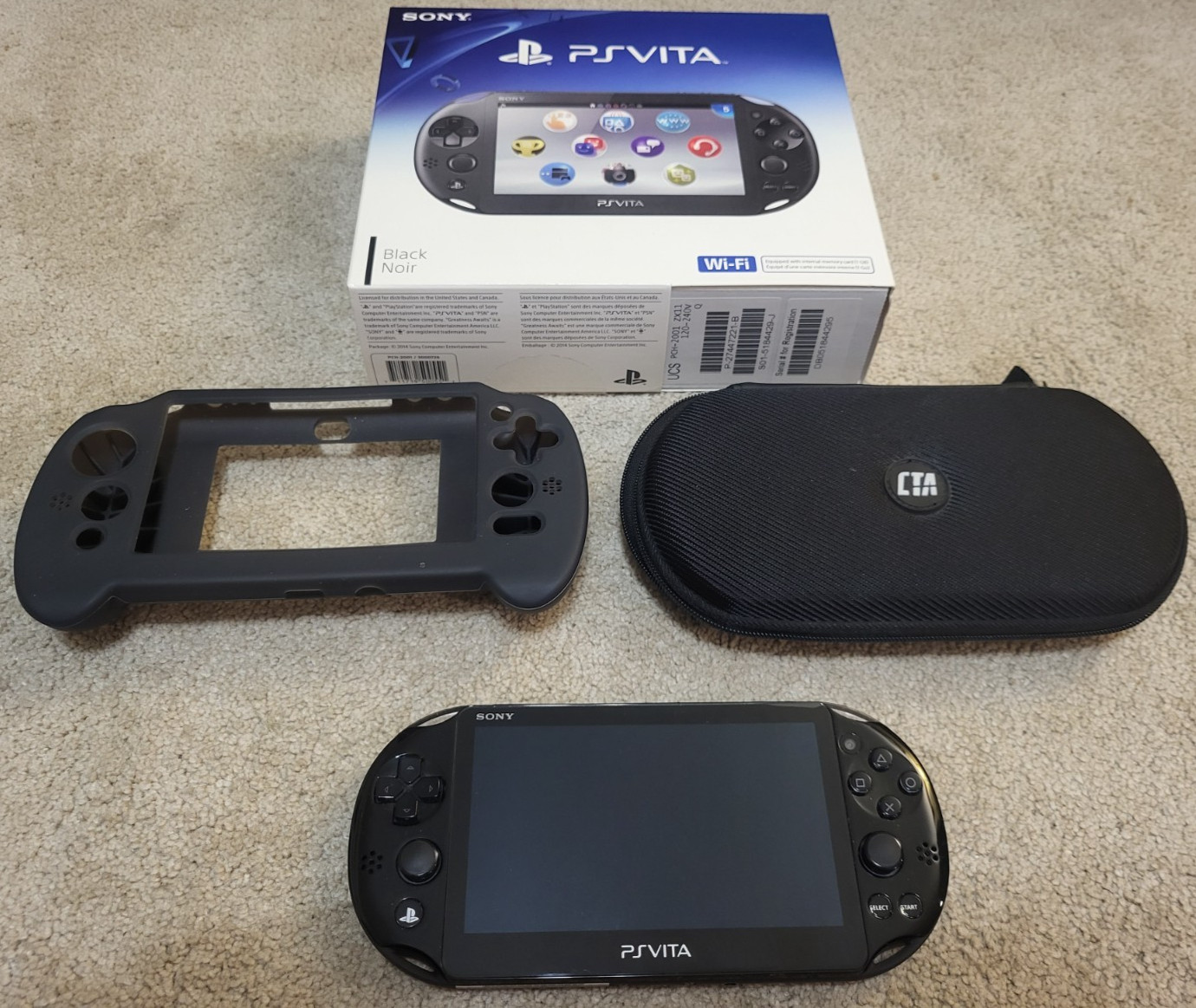 Sony PS Vita PCH-2001 Black + Games, Case, Grip, Memory Card & Box