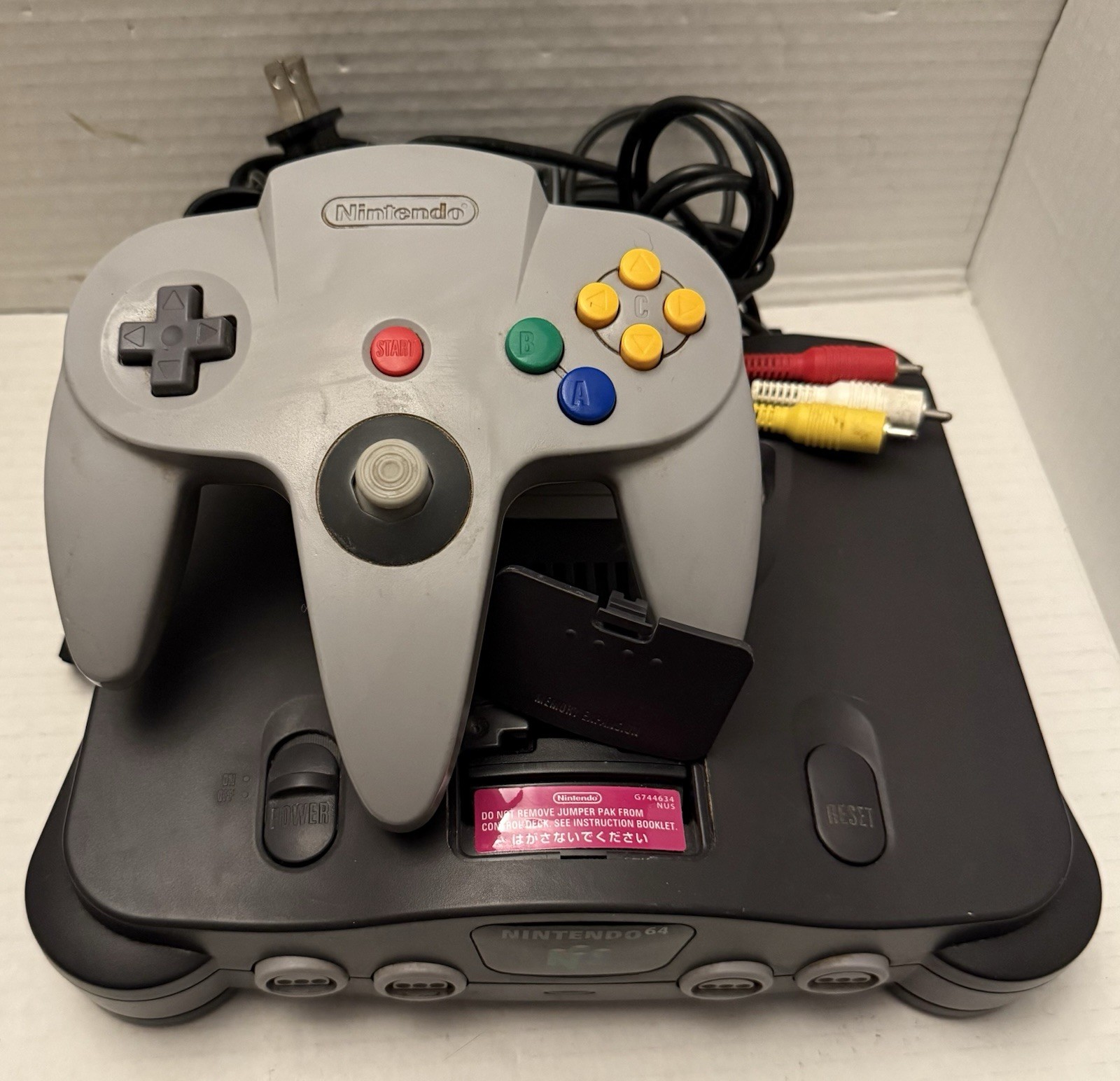 Nintendo 64 Game Console – Charcoal Gray w Controller & All Wires – Tested