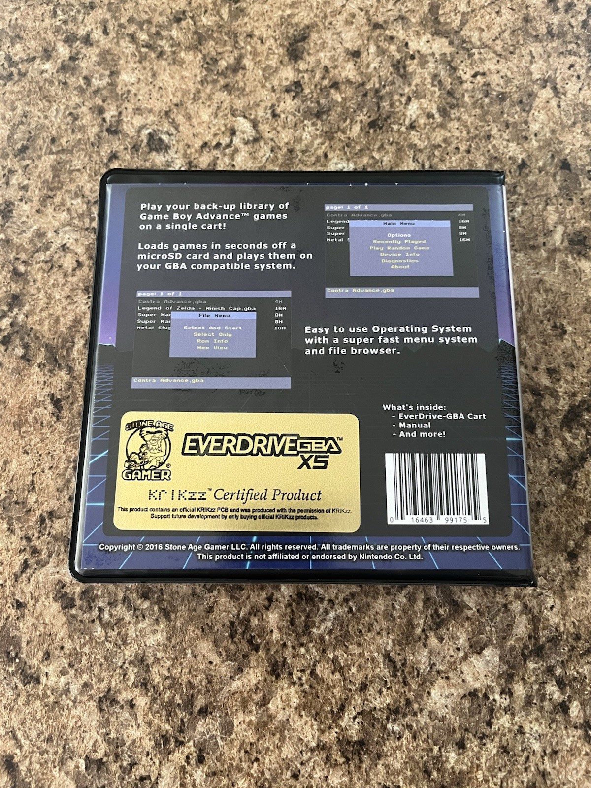 EverDrive GBA X5 Mini Smoke Gray Stone Age Gamer Deluxe Edition (No SD Card)