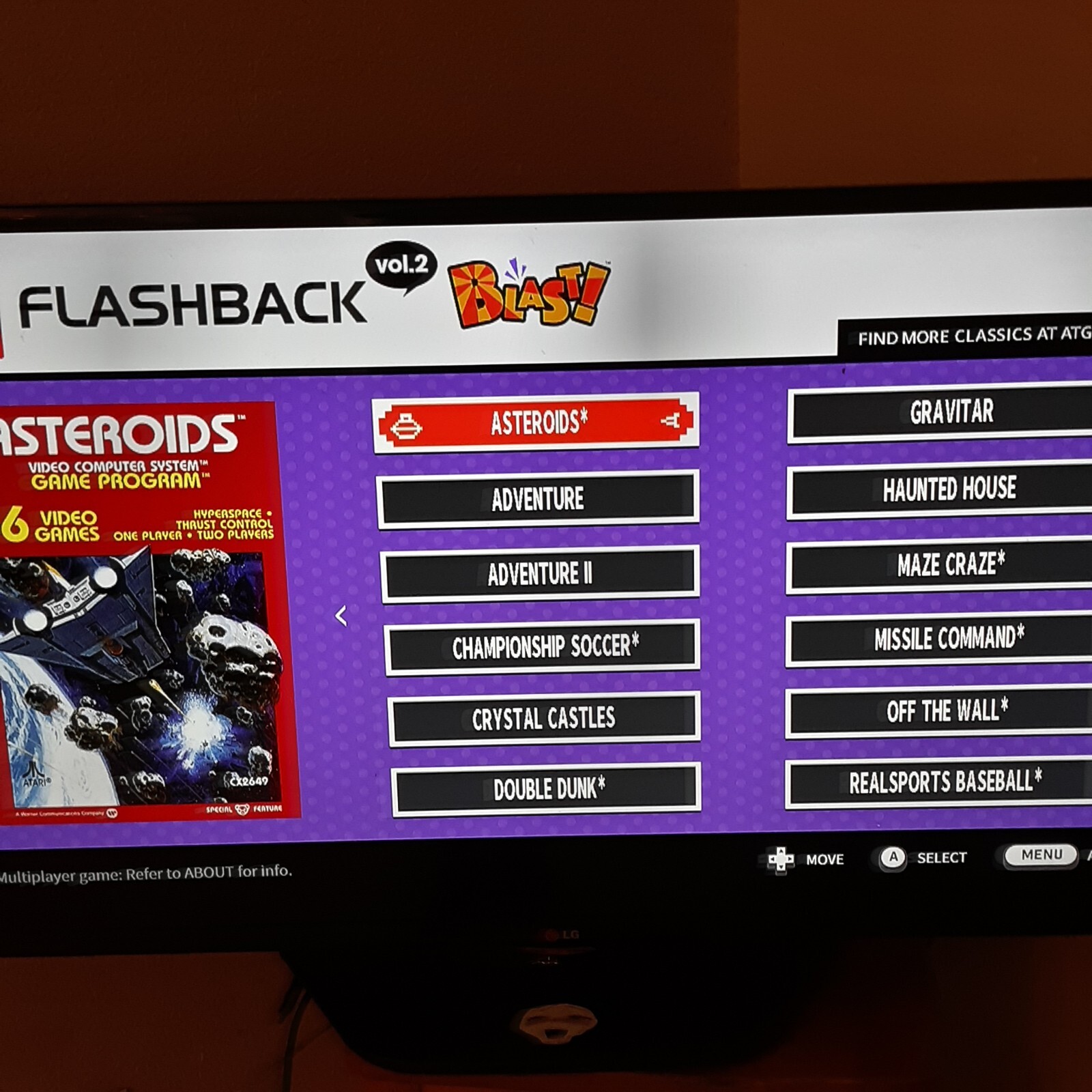 Atari Flashback Vol 2 Blast 20 Built-In Games HDMI Dongle NO Micro-USB Cable