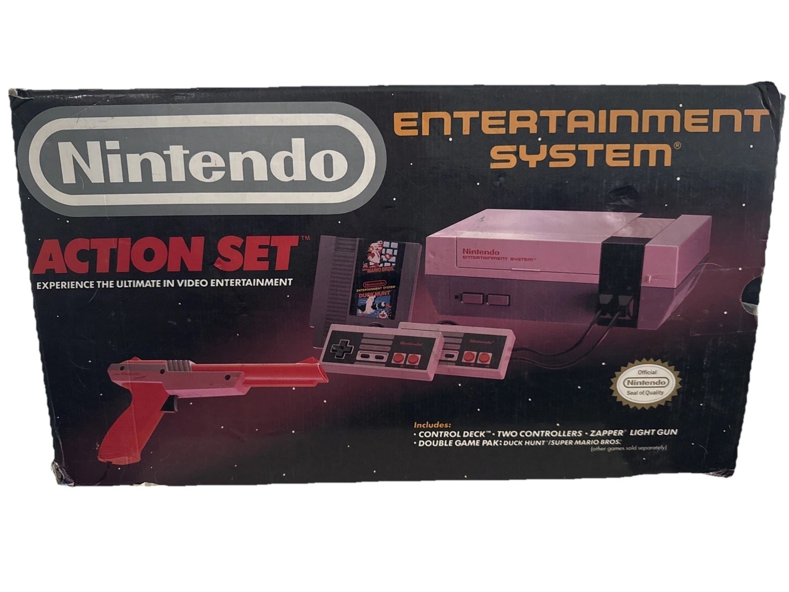 Nintendo NES Action Set Home Console – White/Gray – In Box /w Styro NO GAMES